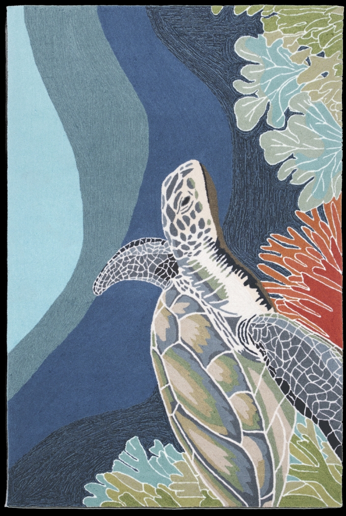 Ocean King Blue 8'3 x 11'6 Indoor/Outdoor Rug - Thumbnail - Image 1