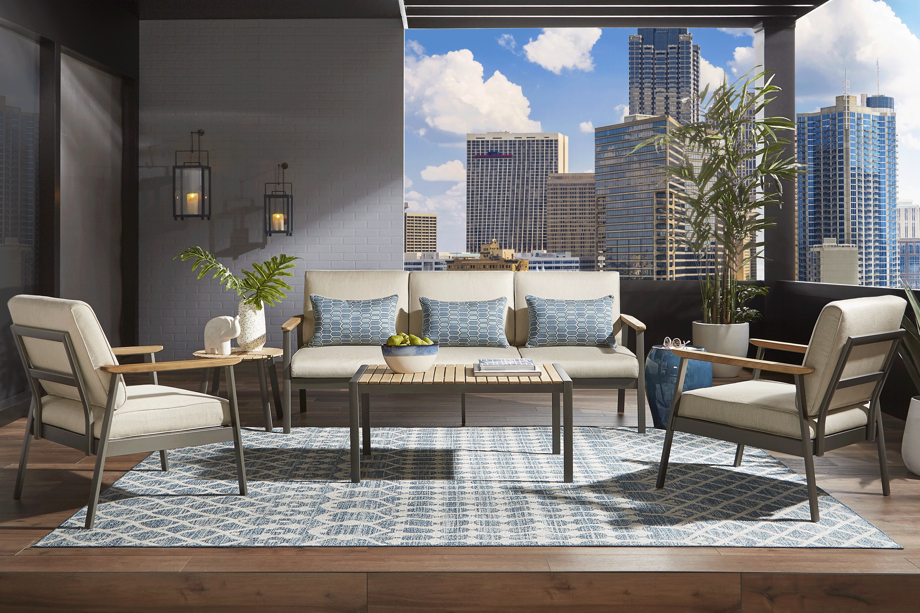 Ocean Tide Gray Outdoor Cocktail Table - Thumbnail - Image 2