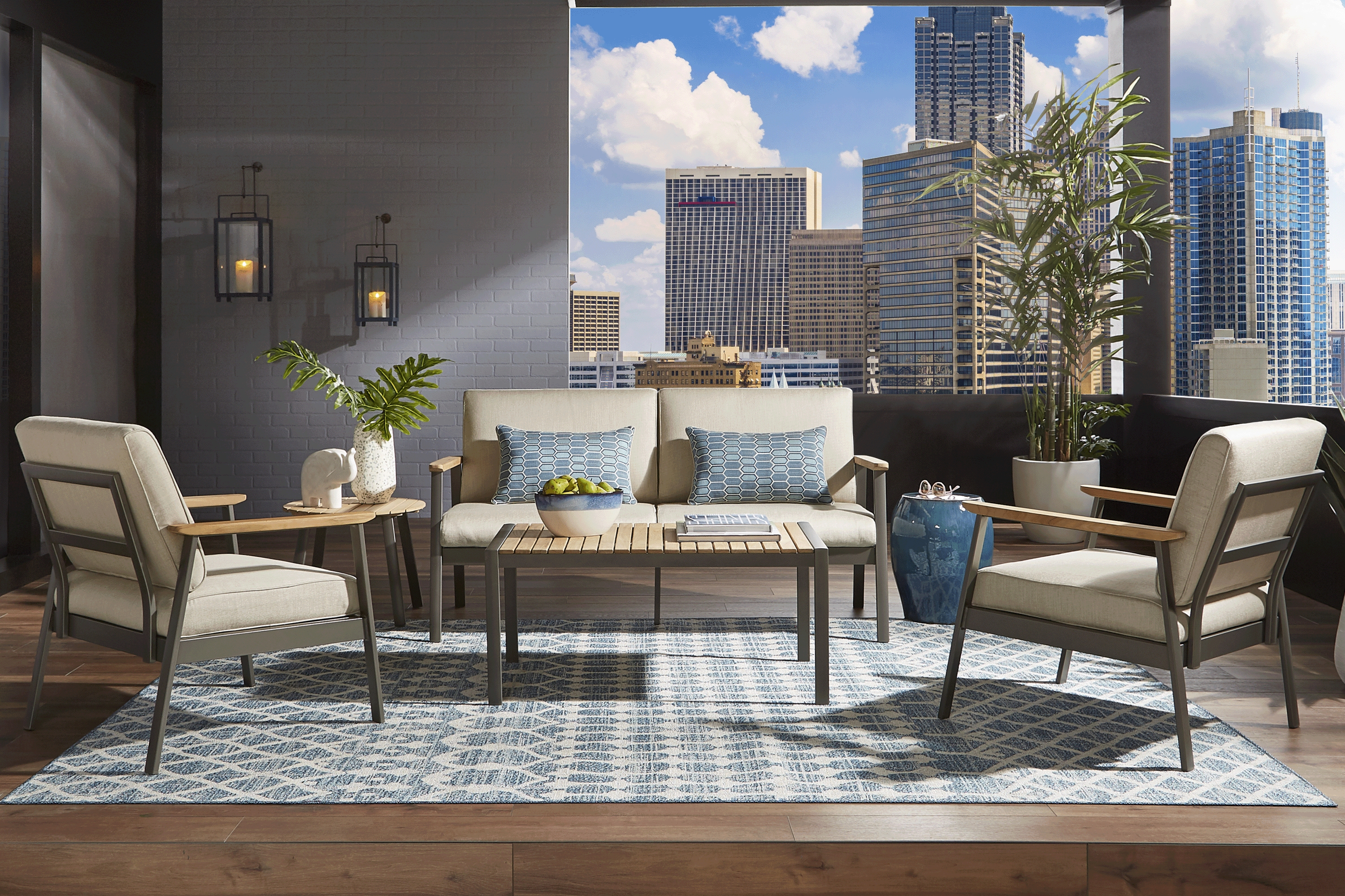 Ocean Tide Gray Outdoor Loveseat - Thumbnail - Image 2