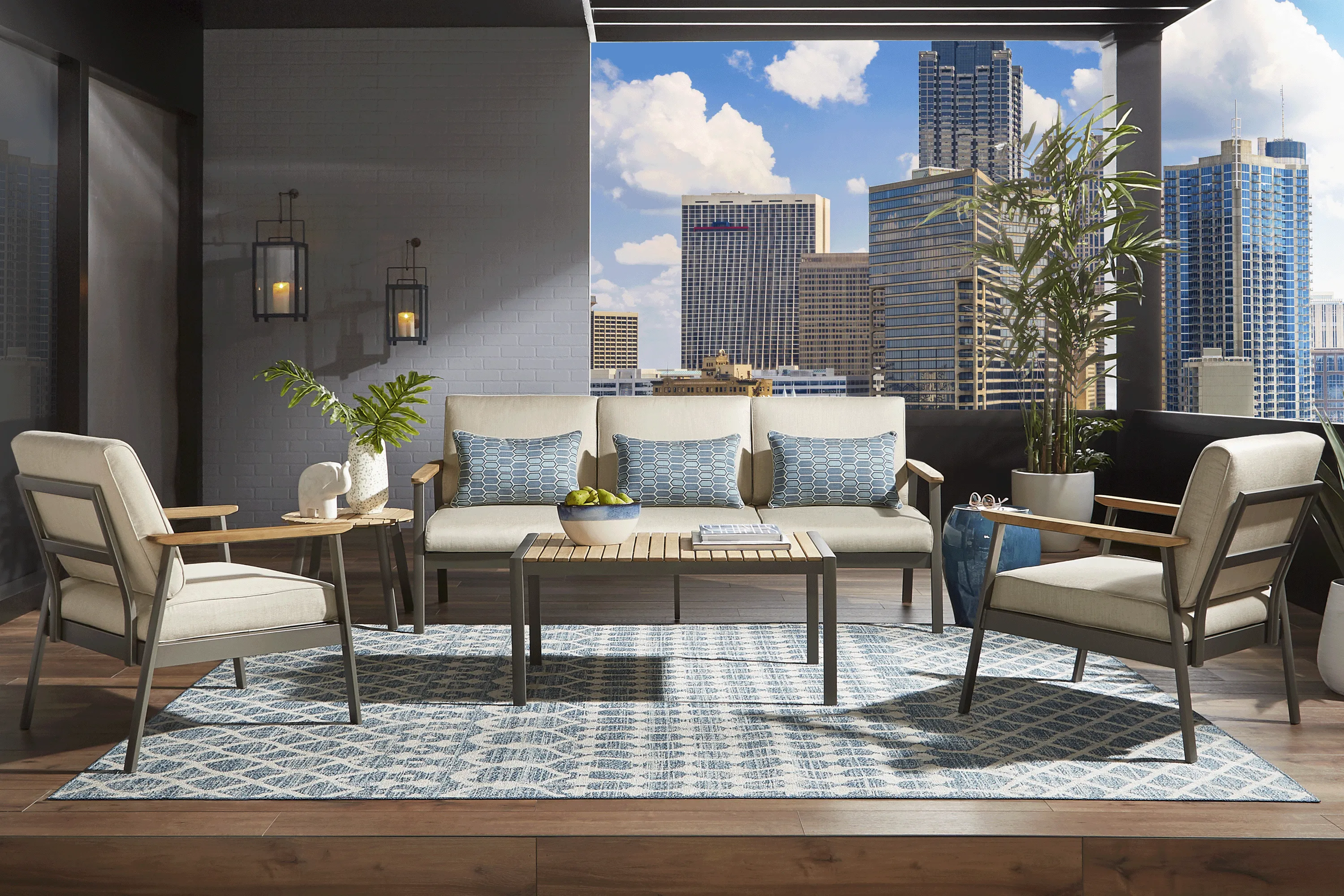 Ocean Tide Gray 6 Pc Outdoor Seating Set - Thumbnail - Image 1