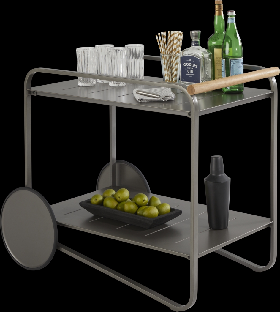 Ocean Tide Gray Outdoor Bar Cart - Thumbnail - Image 2