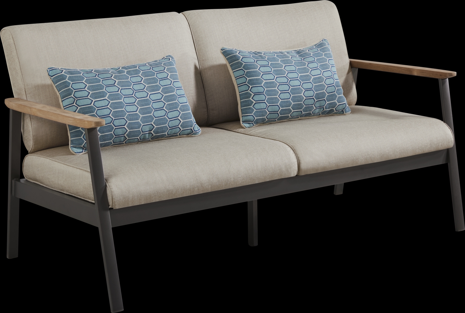 Ocean Tide Gray Outdoor Loveseat - Thumbnail - Image 1