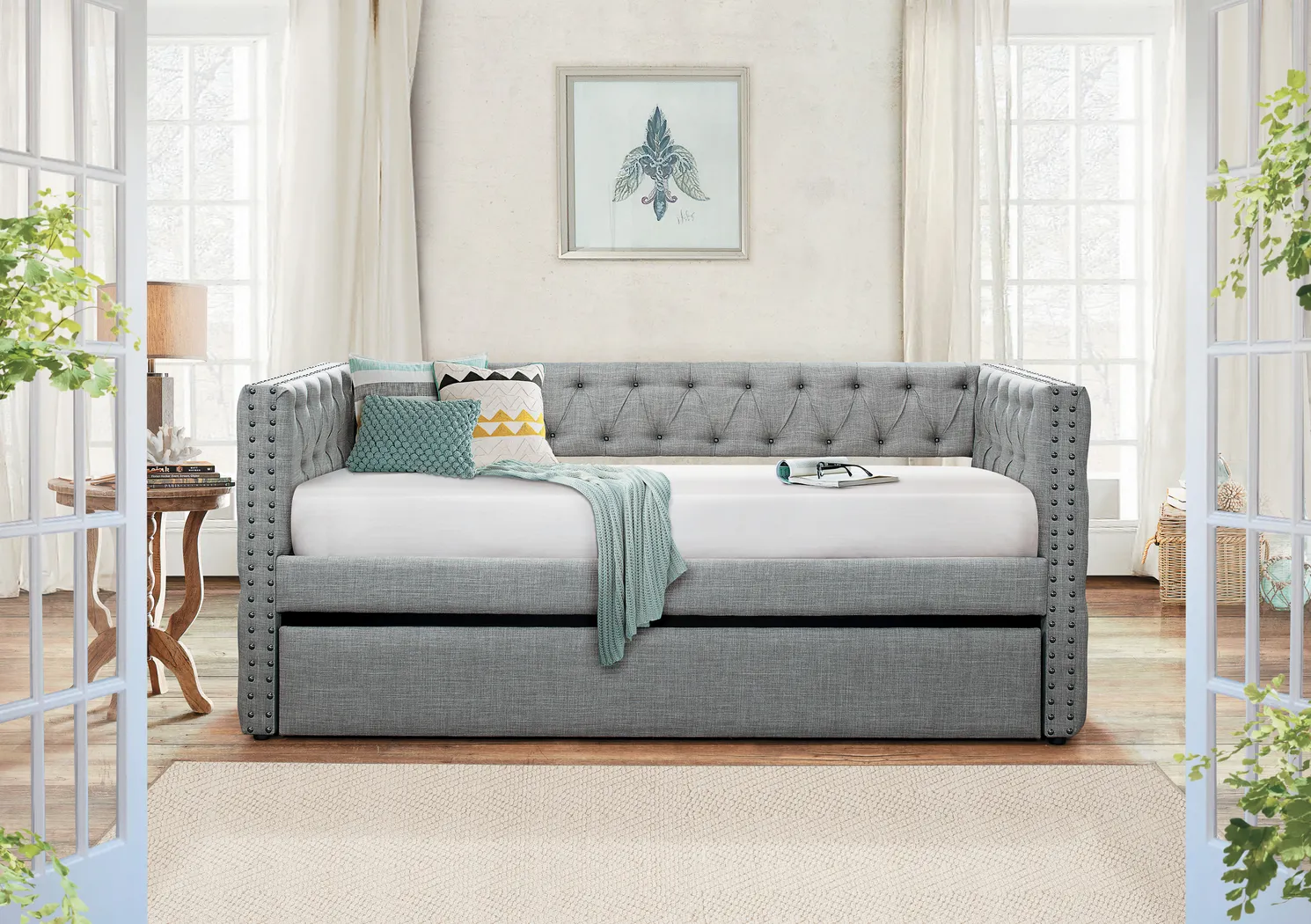 Oddette Gray Daybed with Trundle - Thumbnail - Image 2