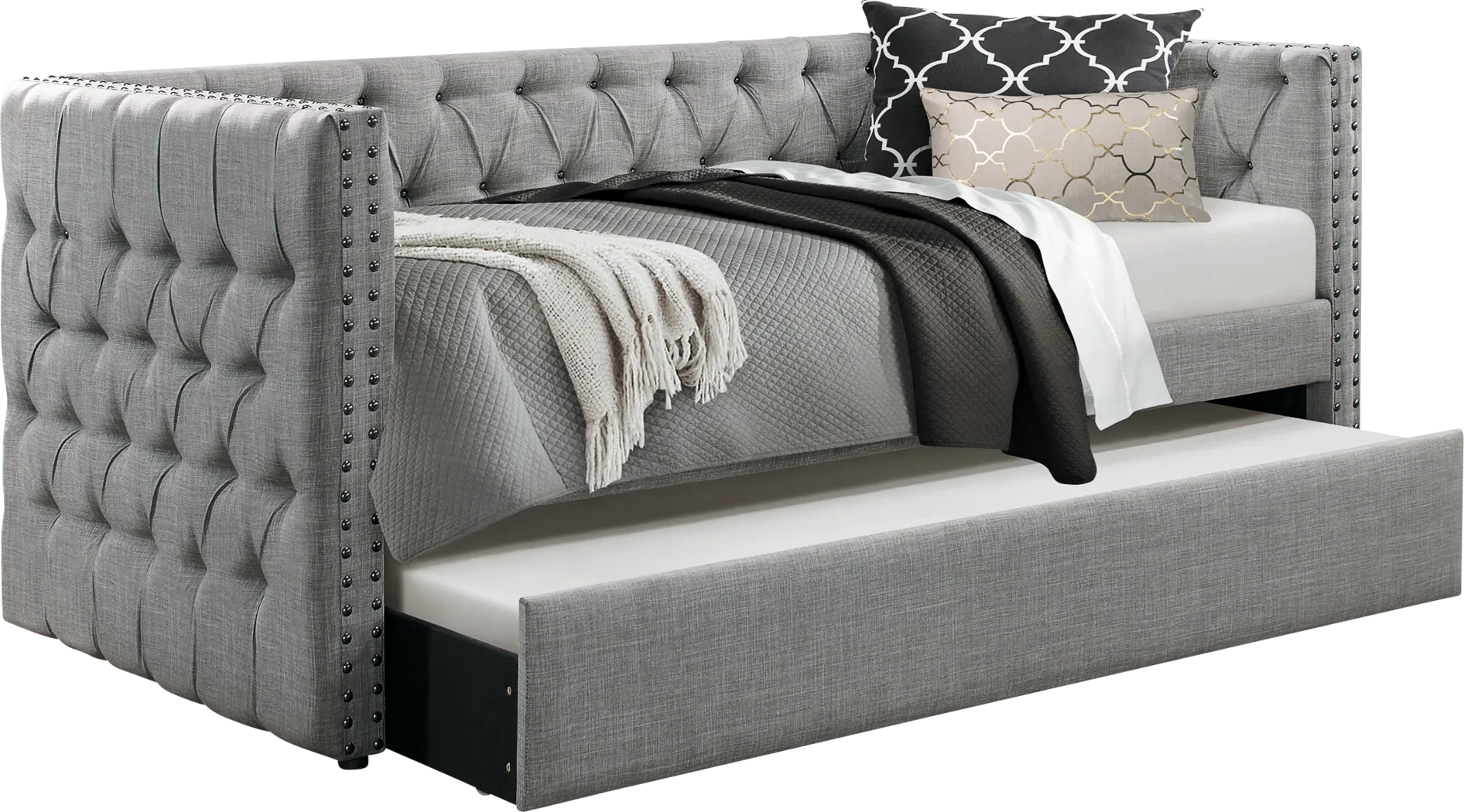 Oddette Gray Daybed with Trundle - Thumbnail - Image 1