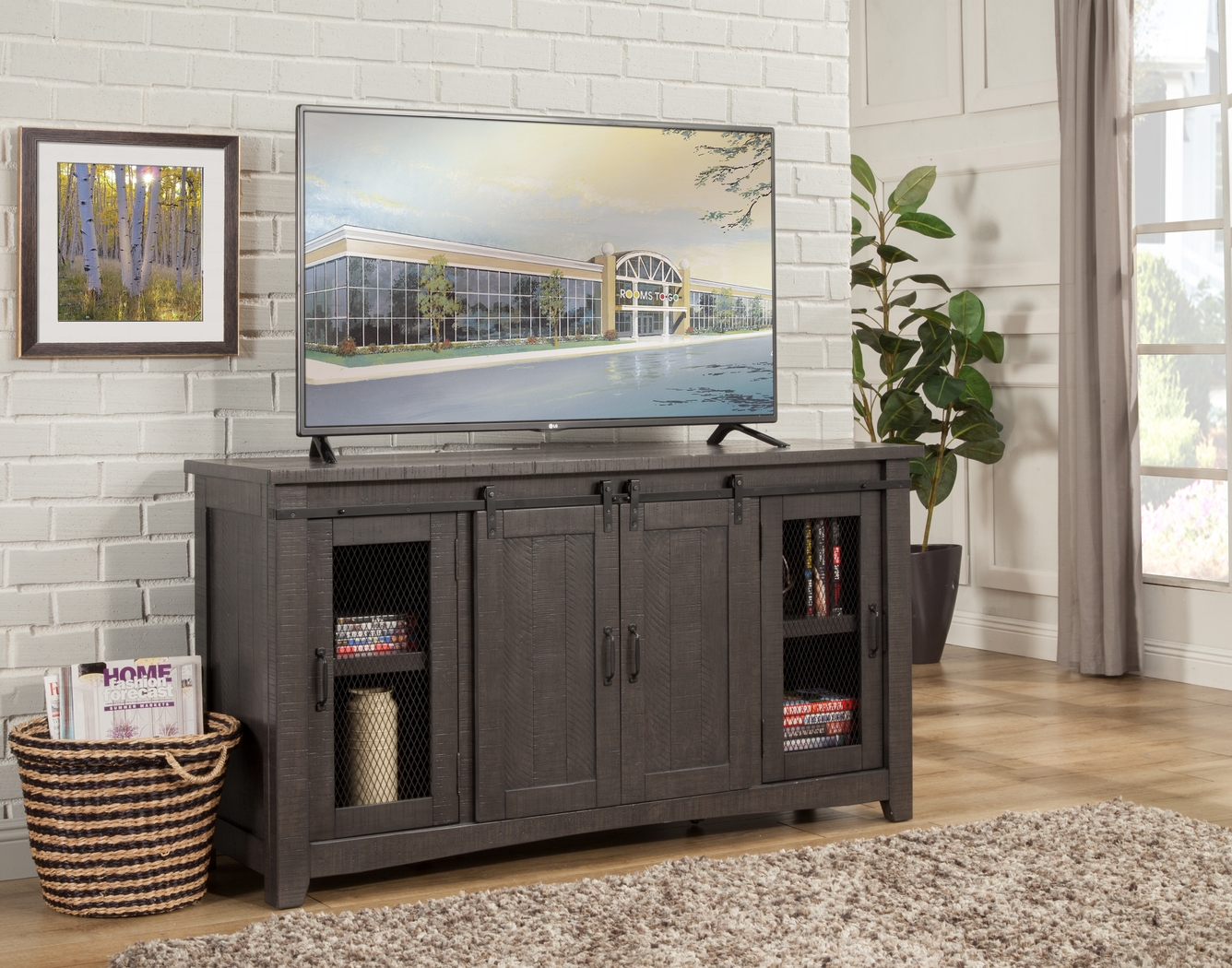 Odessa Crossing Gray 65 in. Console - Thumbnail - Image 3