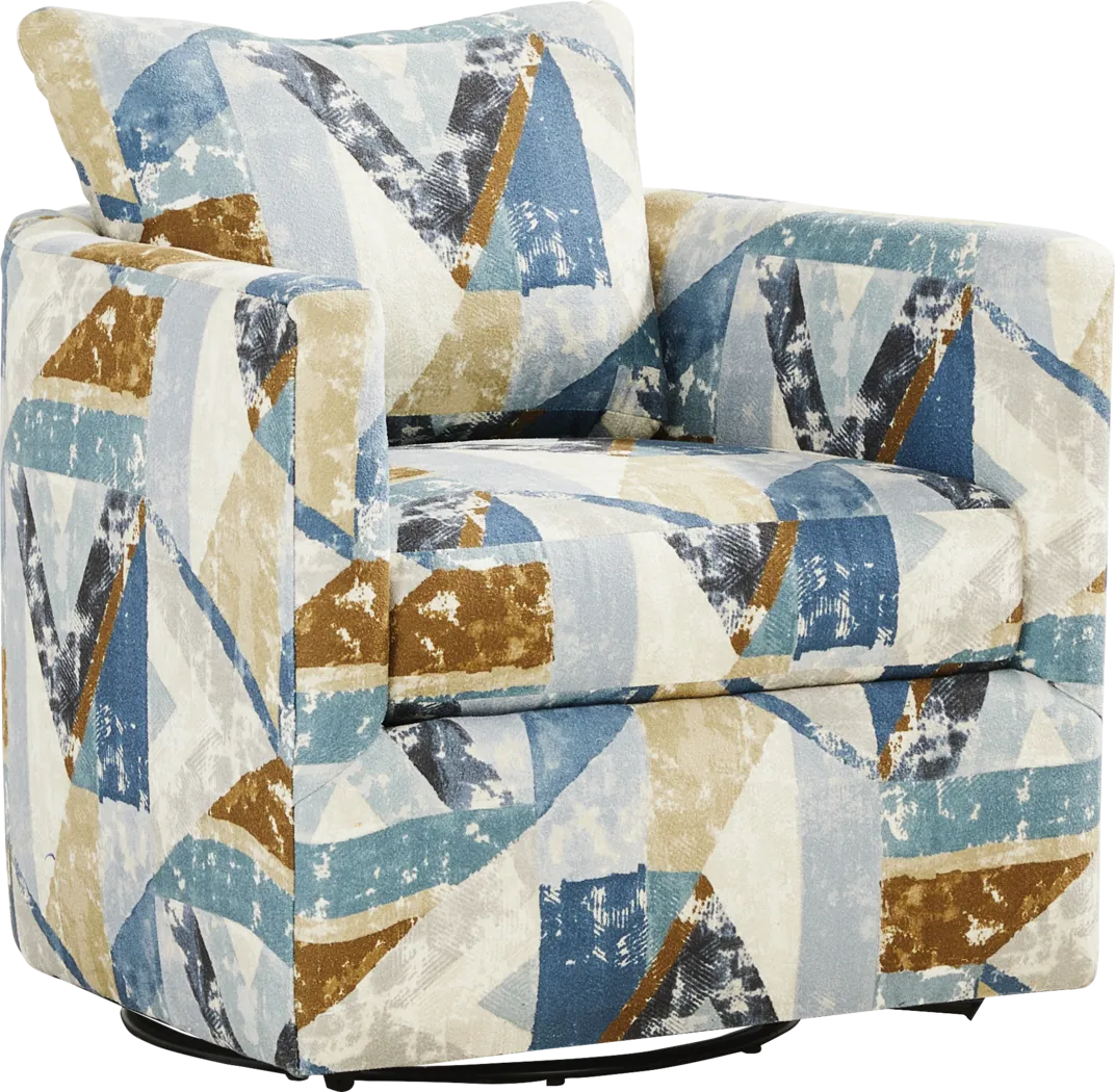 Odette Blue Swivel Chair - Thumbnail - Image 1