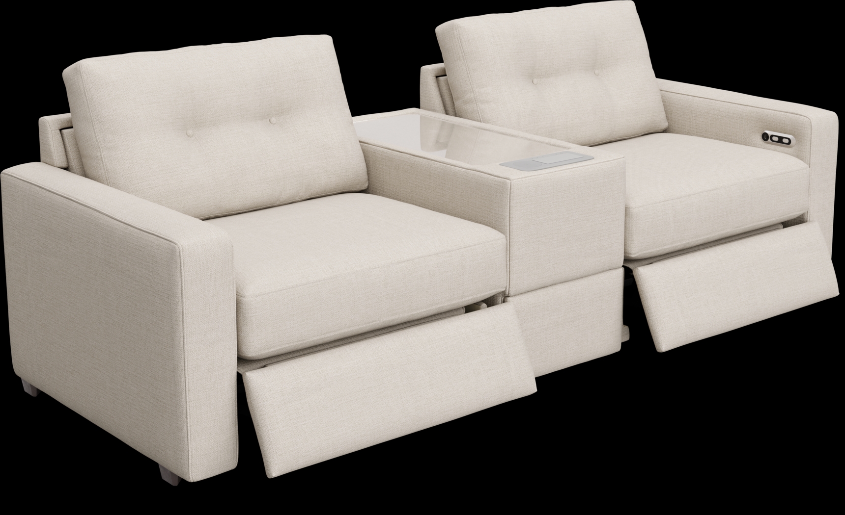 Off-White 3 Pc Power Reclining ModularOne with Media Console - Thumbnail - Image 3