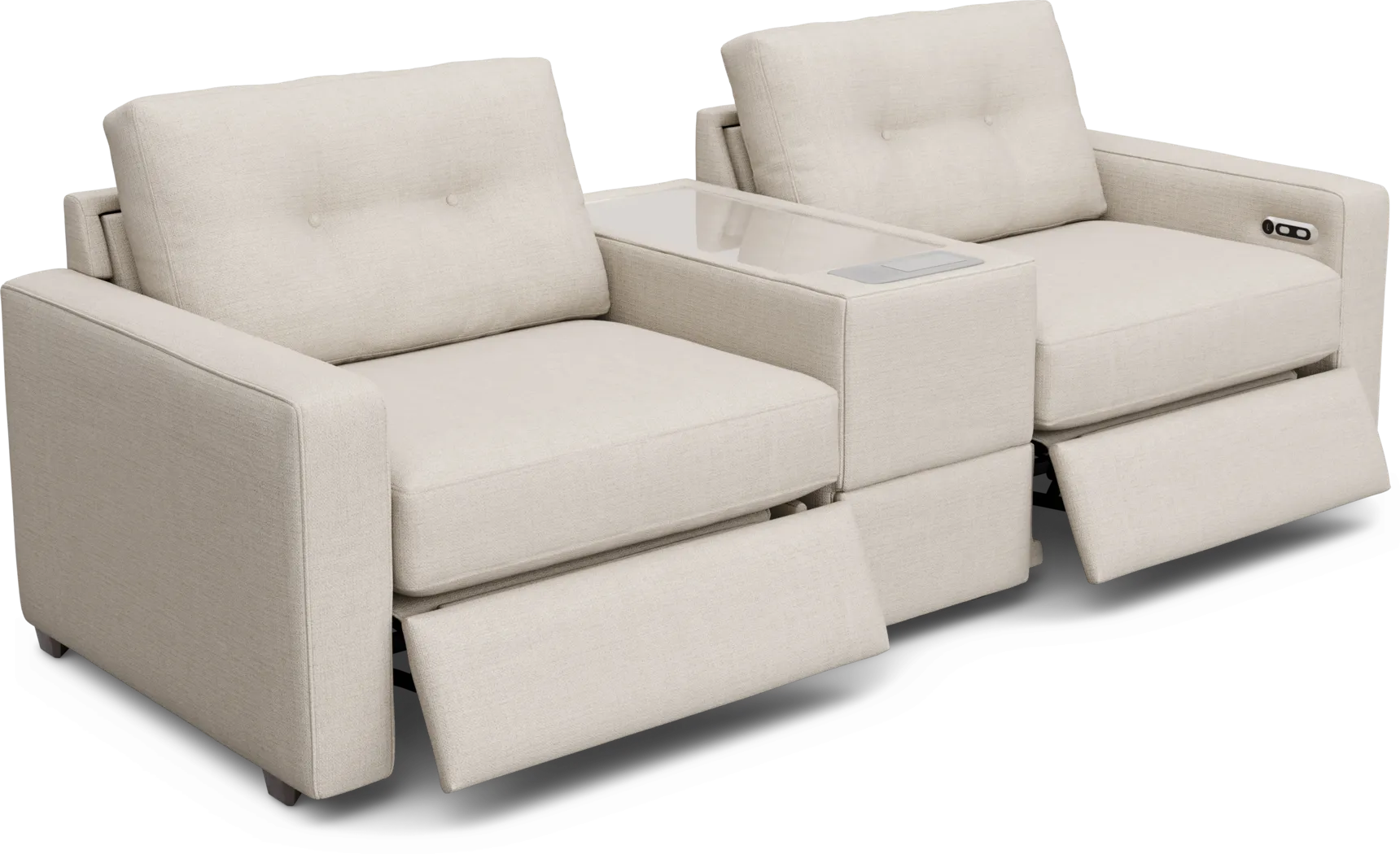 Off-White 3 Pc Power Reclining ModularOne with Media Console - Thumbnail - Image 4