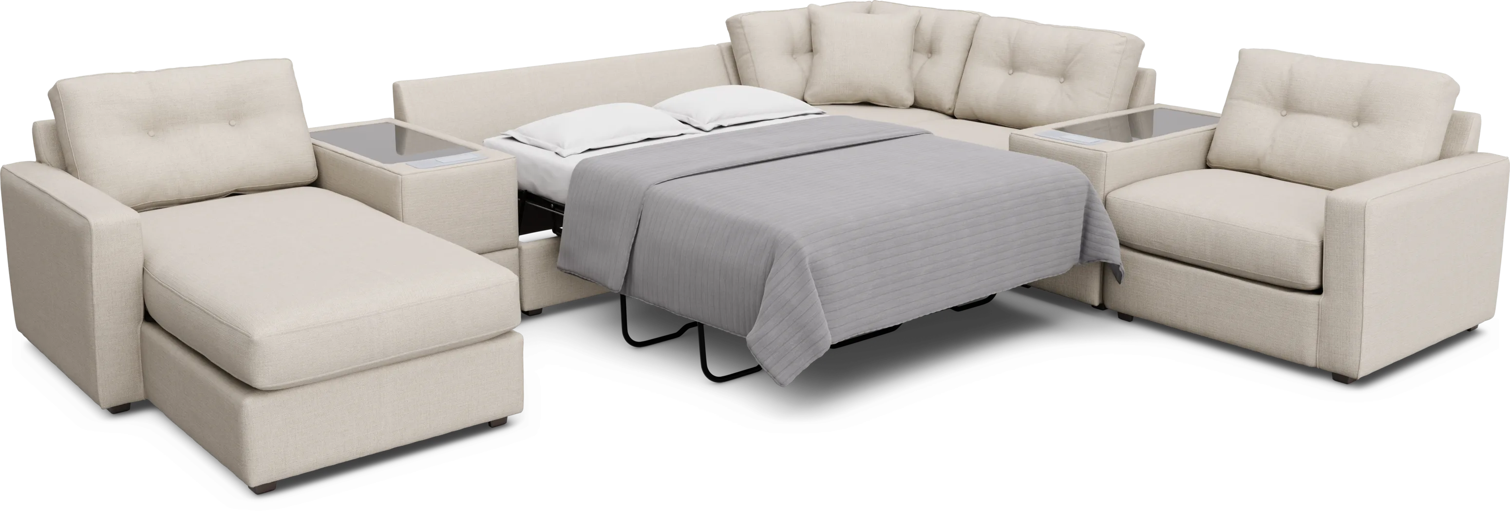 Off-white 7 Pc ModularOne Gel Foam Sleeper with Media Consoles - Thumbnail - Image 2