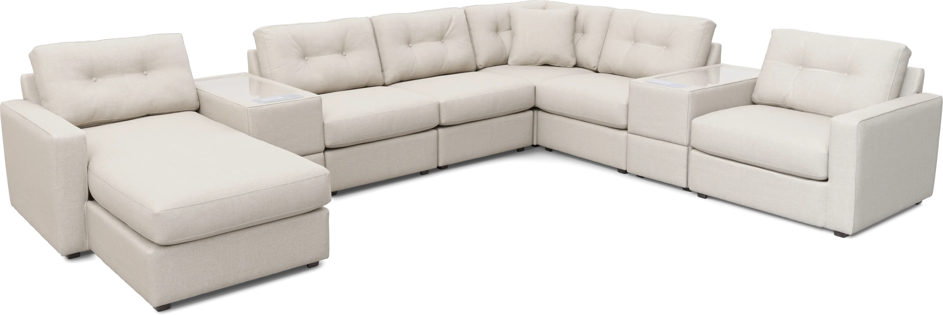 Off-White 8 Pc ModularOne with Media Consoles - Thumbnail - Image 1