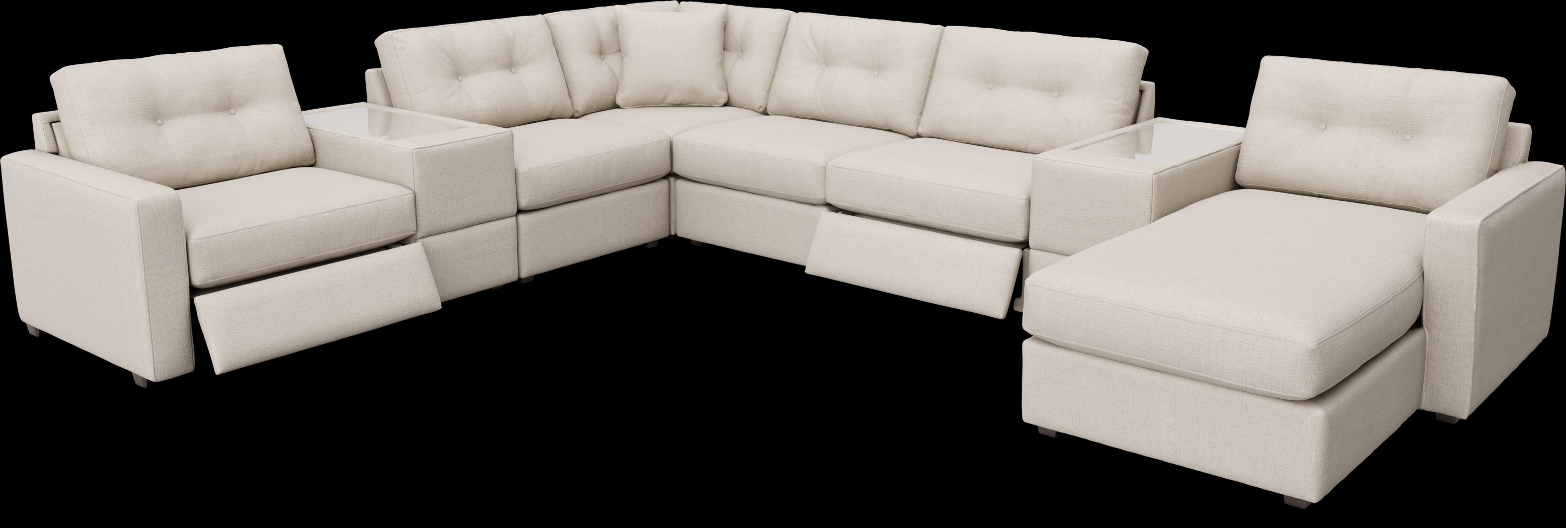 Off-White 8 Pc Power Reclining ModularOne - Thumbnail - Image 1