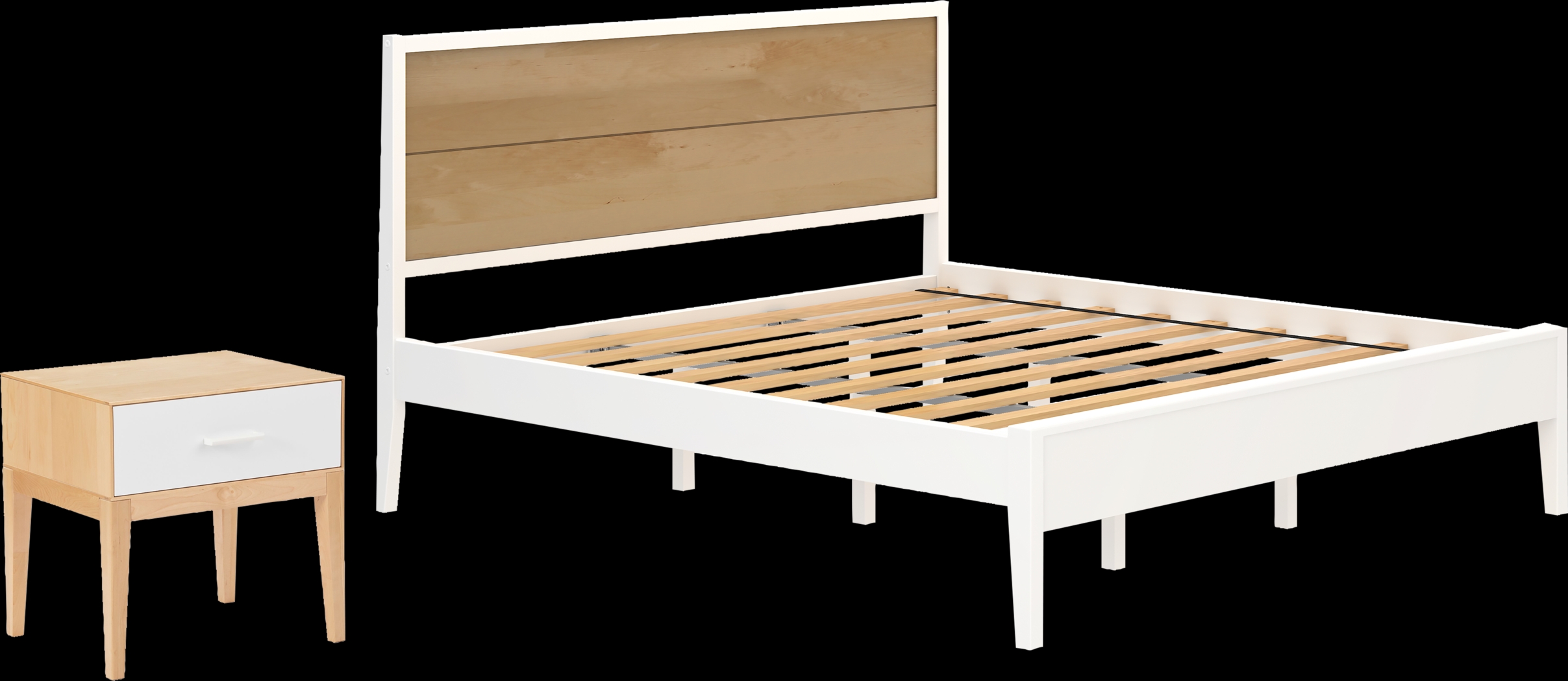 Ogallah White Natural King Bed & Nightstands, Set of 3 - Thumbnail - Image 1