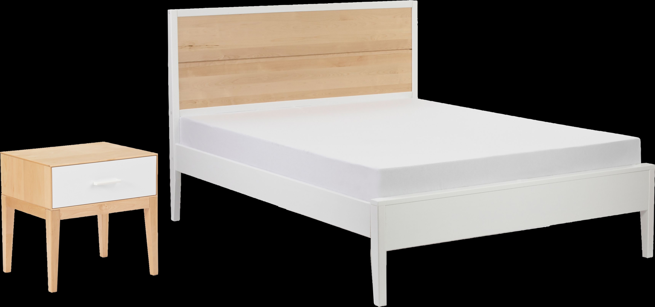 Ogallah White Natural Queen Bed & Nightstands, Set of 3 - Thumbnail - Image 1