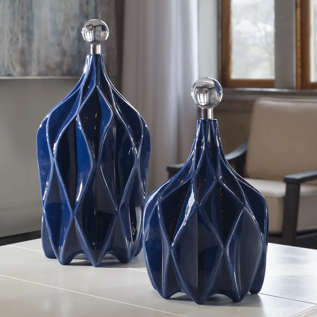 Oisha Blue Decor Bottle, Set of 2 - Thumbnail - Image 5