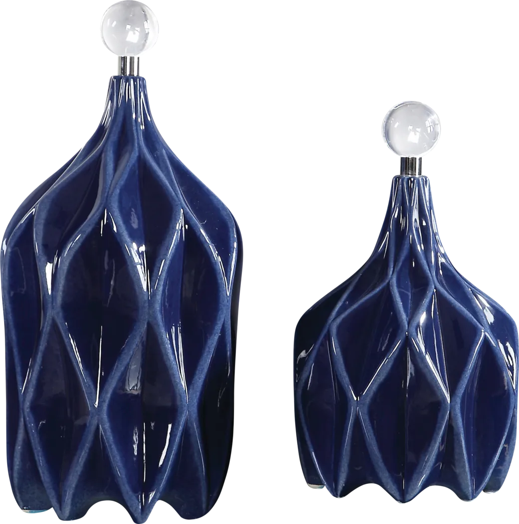 Oisha Blue Decor Bottle, Set of 2 - Thumbnail - Image 1