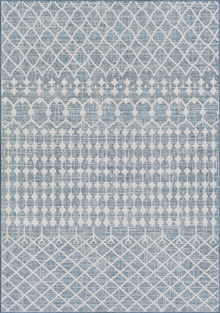 Oistins Bay Dark Blue 7'10 x 10'2 Indoor/Outdoor Rug - Thumbnail - Image 1