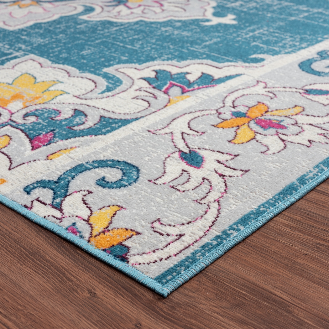 Okotois Blue/Multi 5'3 x 7'10 Indoor/Outdoor Rug - Thumbnail - Image 4