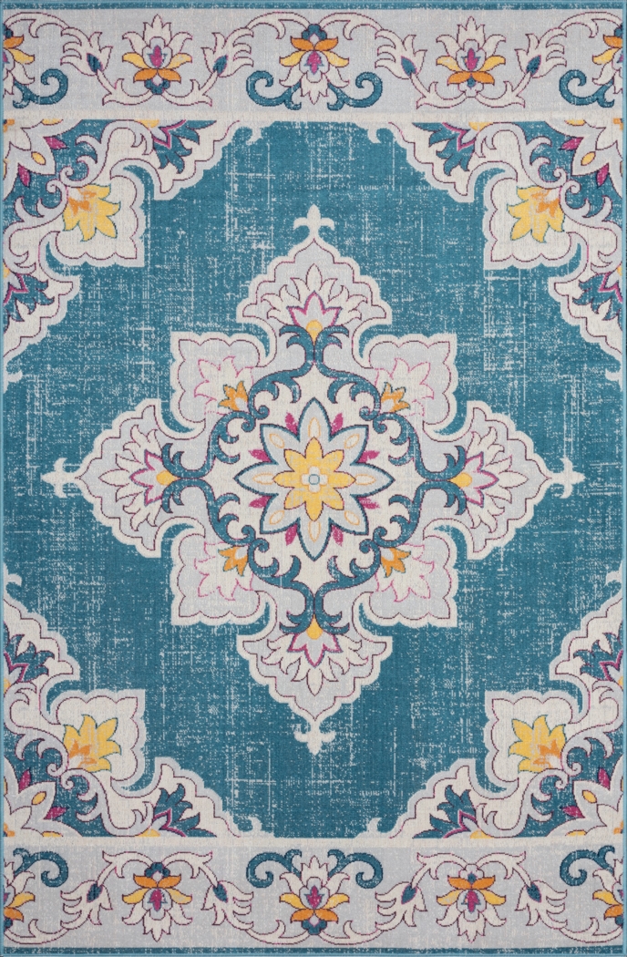 Okotois Blue/Multi 5'3 x 7'10 Indoor/Outdoor Rug - Thumbnail - Image 1