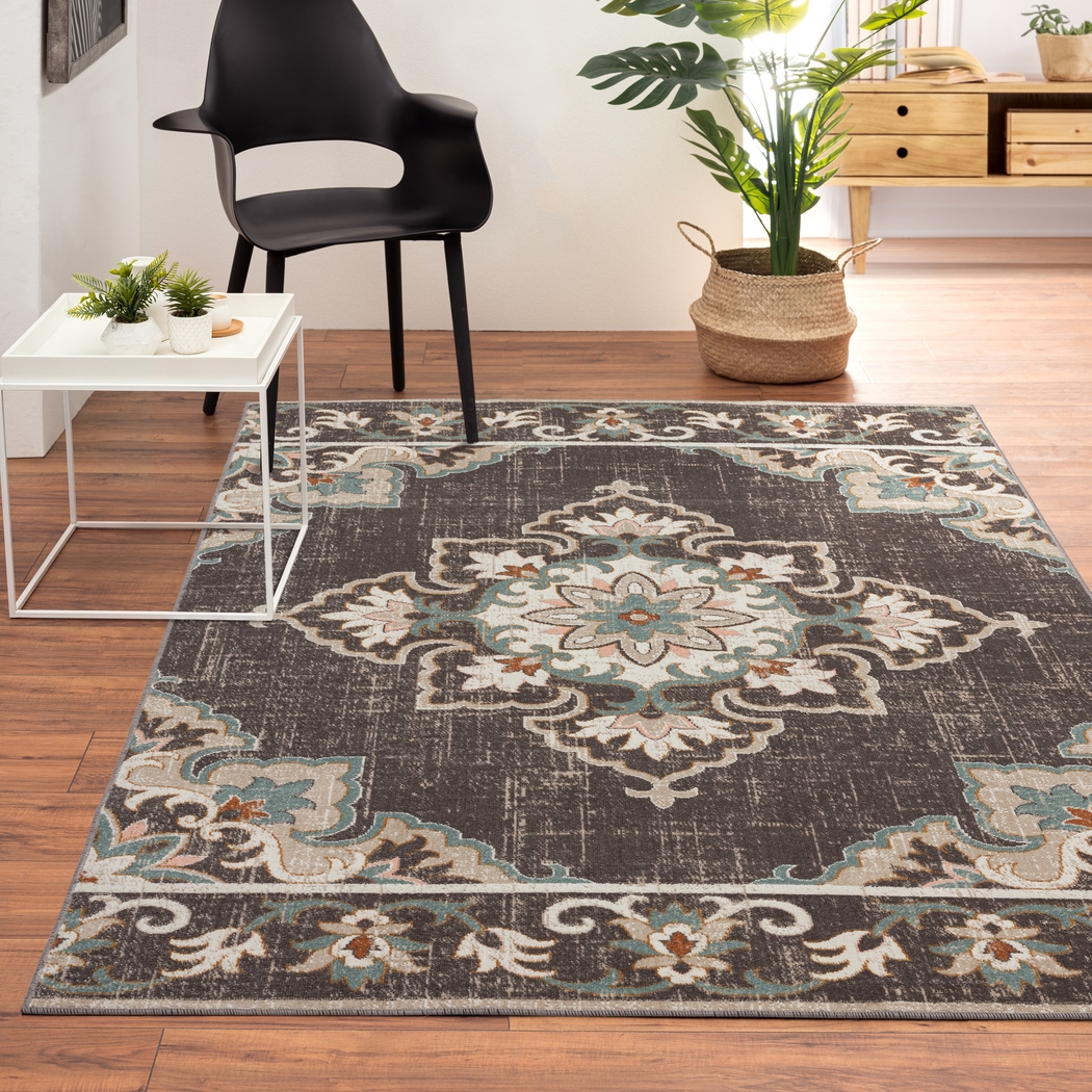 Okotois Brown/Multi 7'9 x 9'9 Indoor/Outdoor Rug - Thumbnail - Image 2
