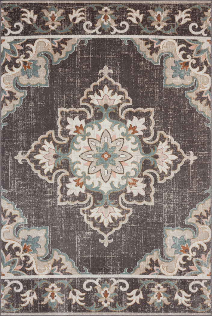 Okotois Brown/Multi 7'9 x 9'9 Indoor/Outdoor Rug - Thumbnail - Image 1