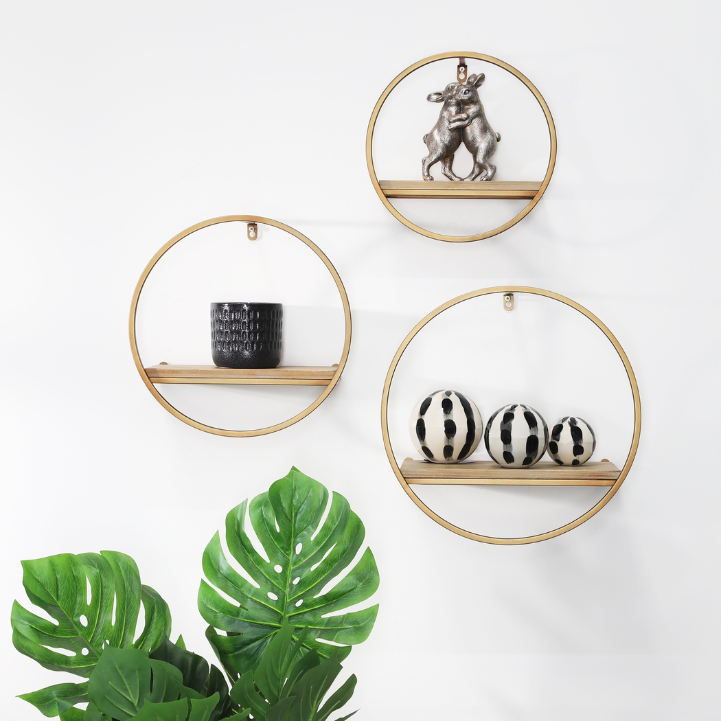 Olearry Bronze Wall Shelf, Set of 3 - Thumbnail - Image 2