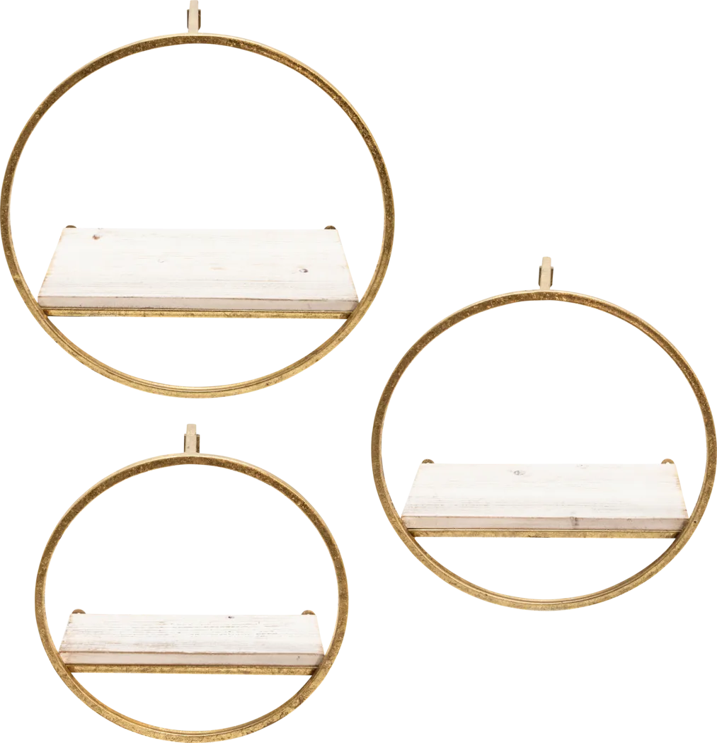 Olearry Gold Wall Shelf, Set of 3 - Thumbnail - Image 1