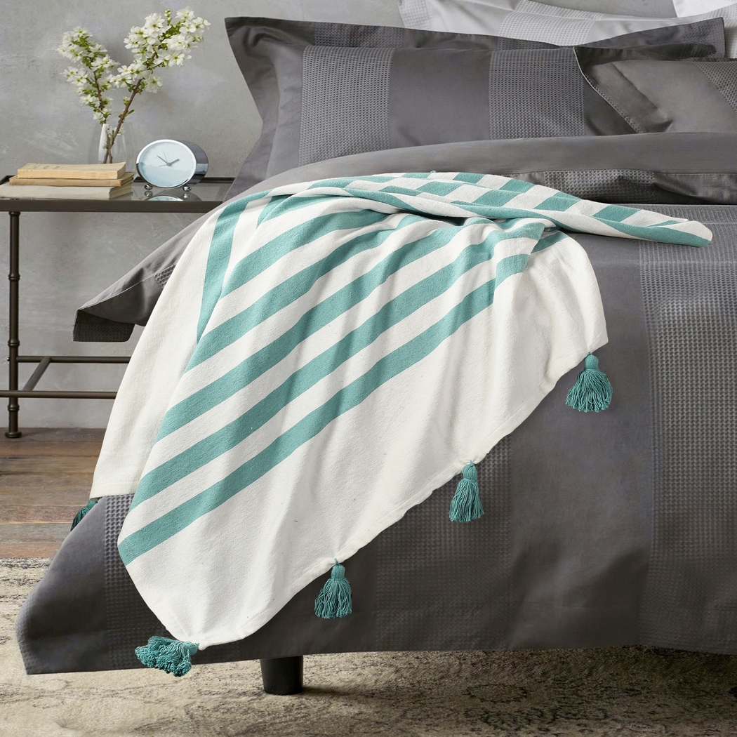 Olive Lane Aqua Throw Blanket - Thumbnail - Image 2