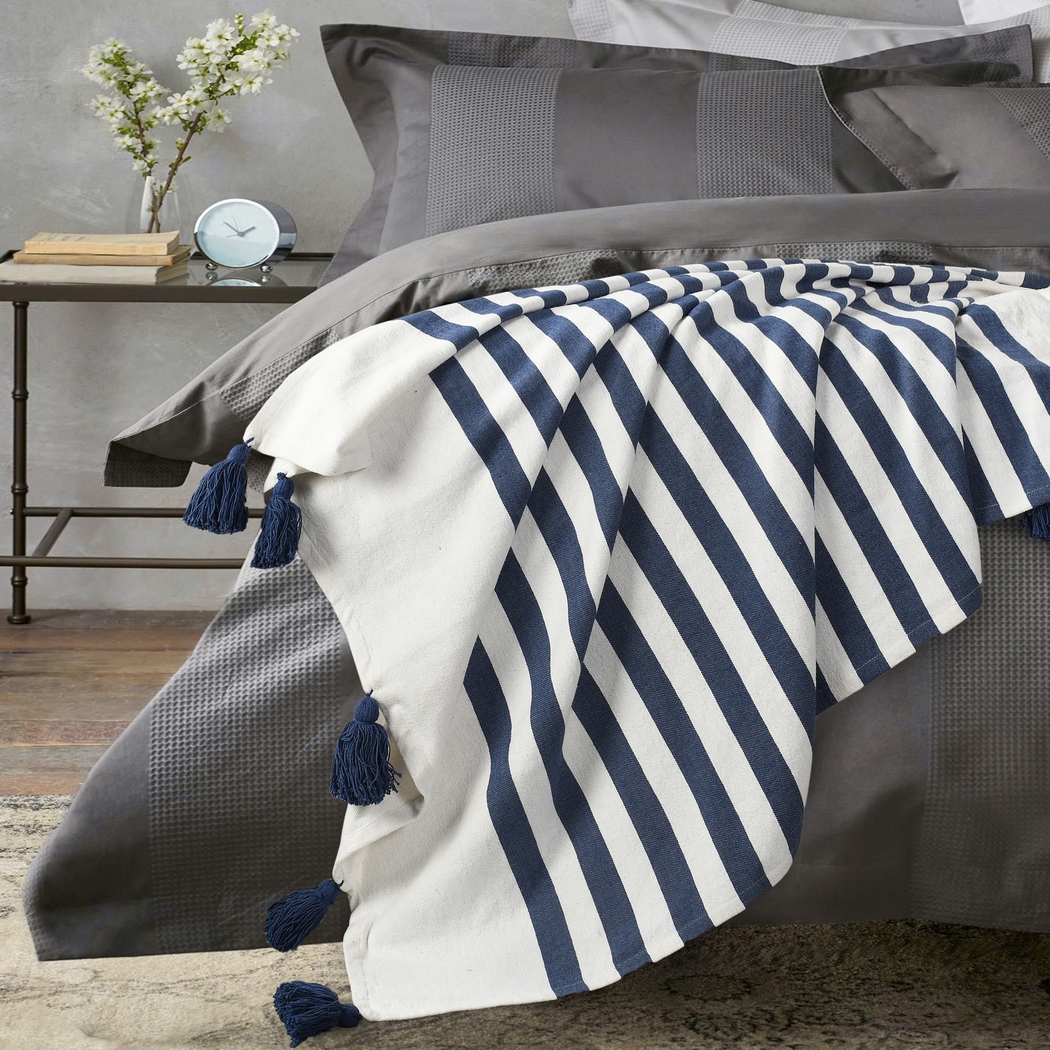 Olive Lane Navy Throw Blanket - Thumbnail - Image 2