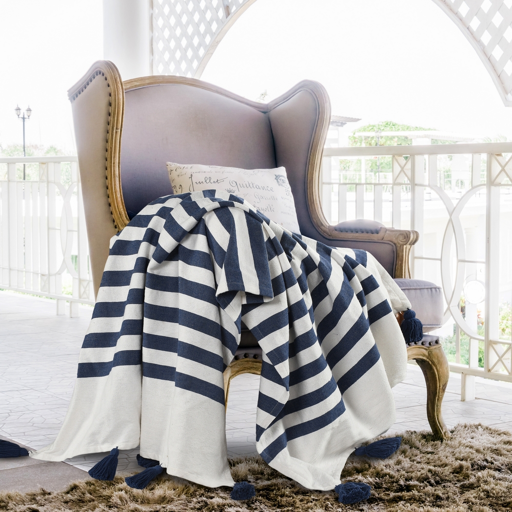 Olive Lane Navy Throw Blanket - Thumbnail - Image 9