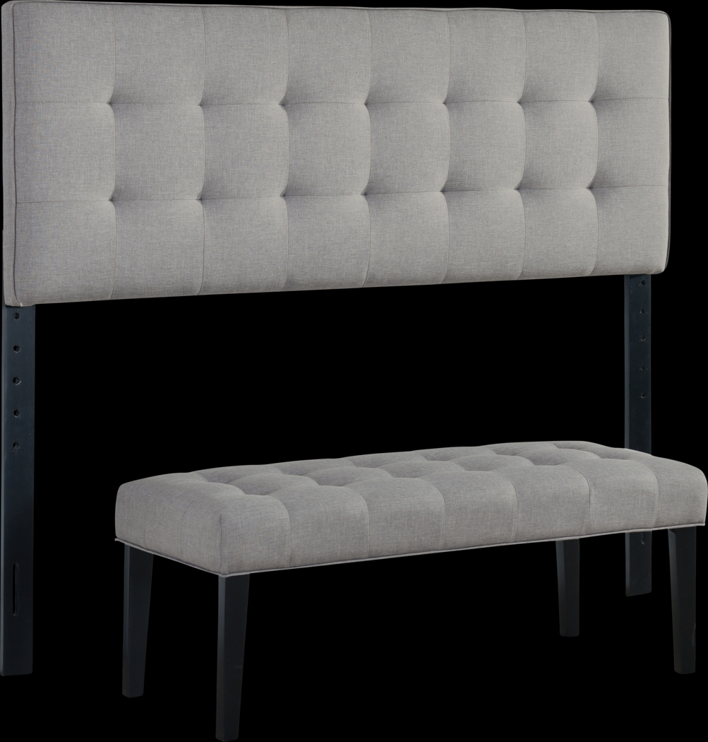 Olivenhain Gray Queen Headboard and Bench - Thumbnail - Image 2