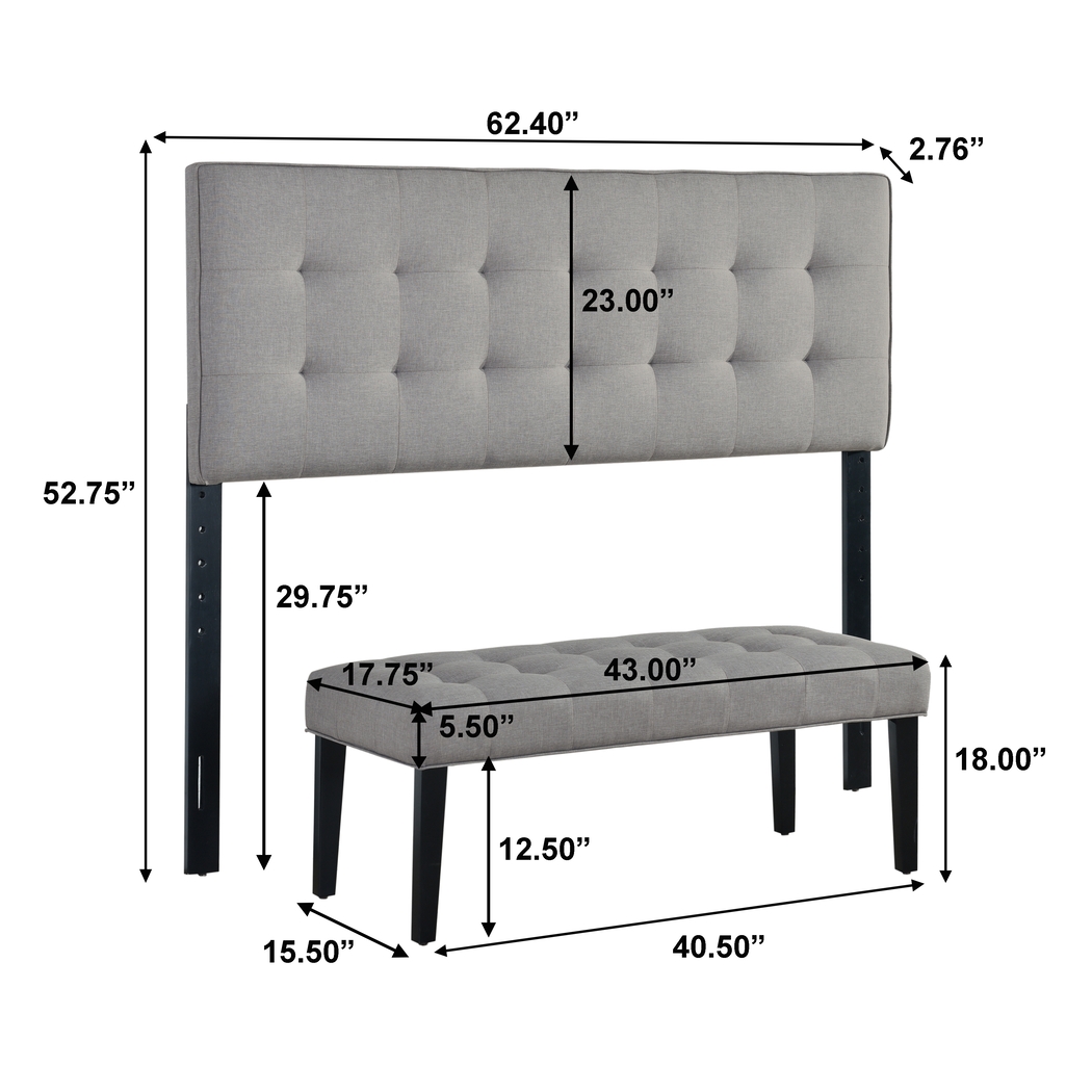 Olivenhain Gray Queen Headboard and Bench - Thumbnail - Image 9