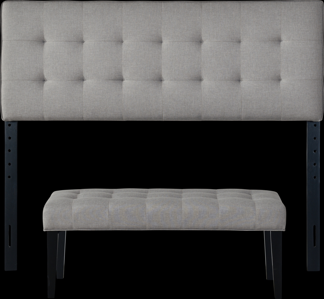 Olivenhain Gray Queen Headboard and Bench - Thumbnail - Image 1