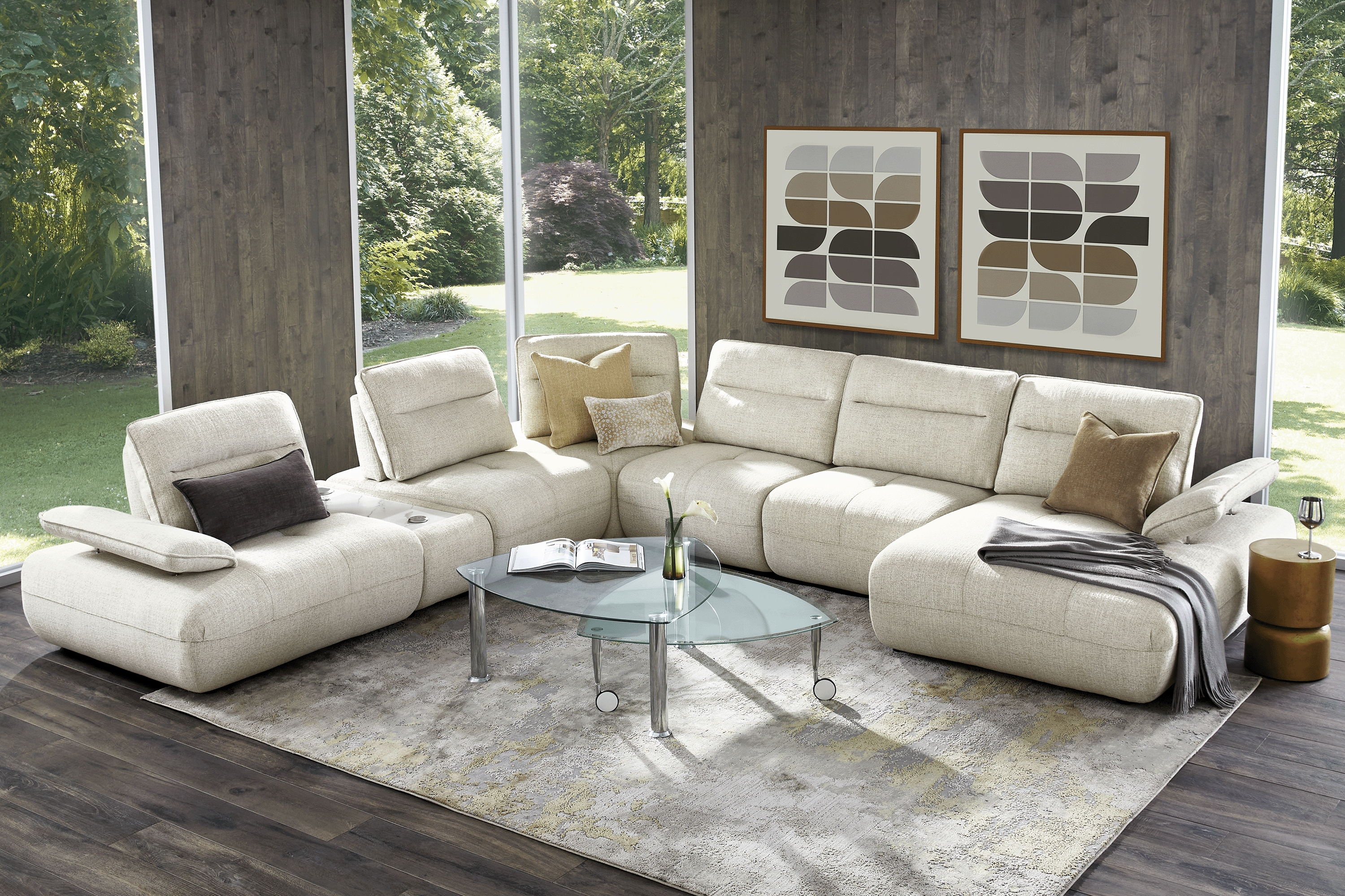 Olympia Linen 7 Pc Sectional with Audio - Thumbnail - Image 3