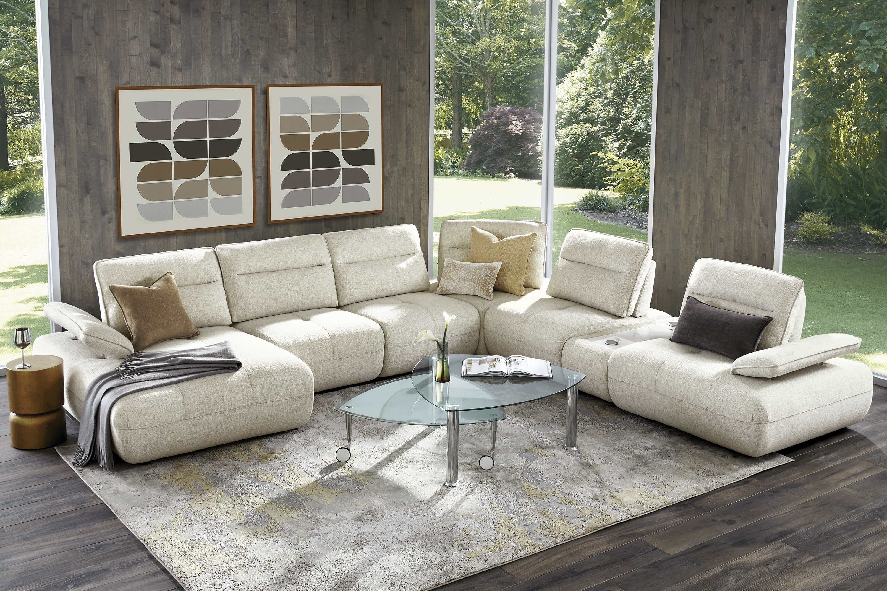 Olympia Linen 7 Pc Sectional with Audio - Thumbnail - Image 3