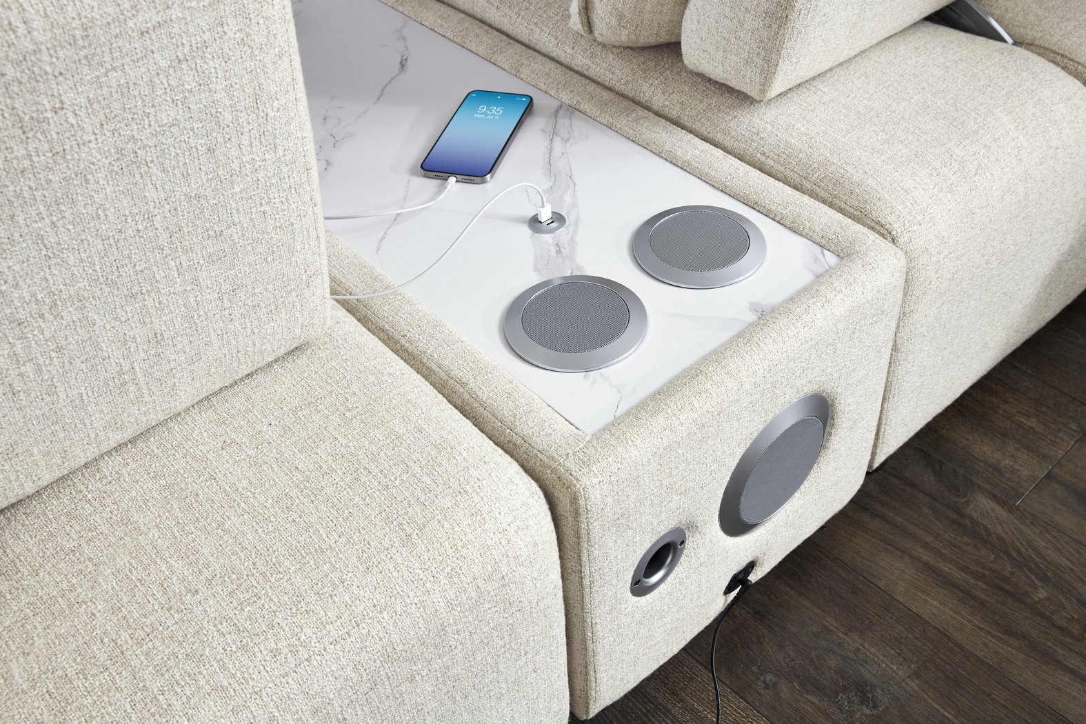 Olympia Linen Console Loveseat with Audio - Thumbnail - Image 3