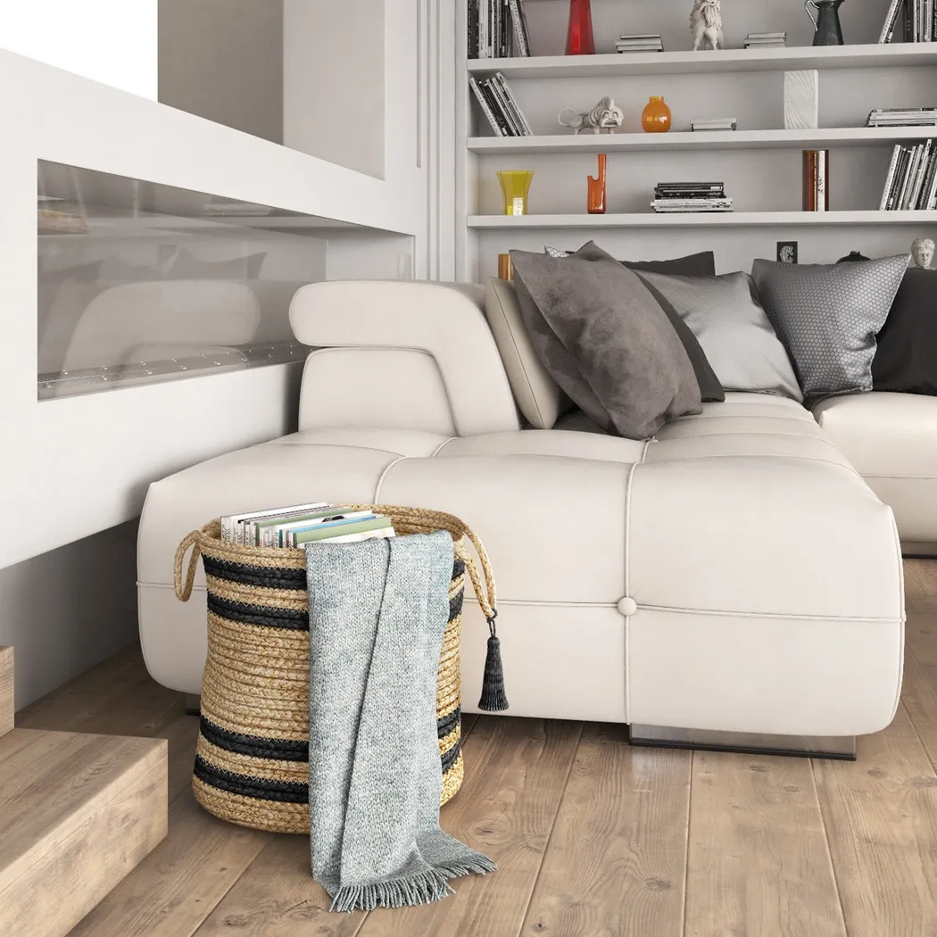 Omylia Tan/Black 17 in. Basket - Thumbnail - Image 3