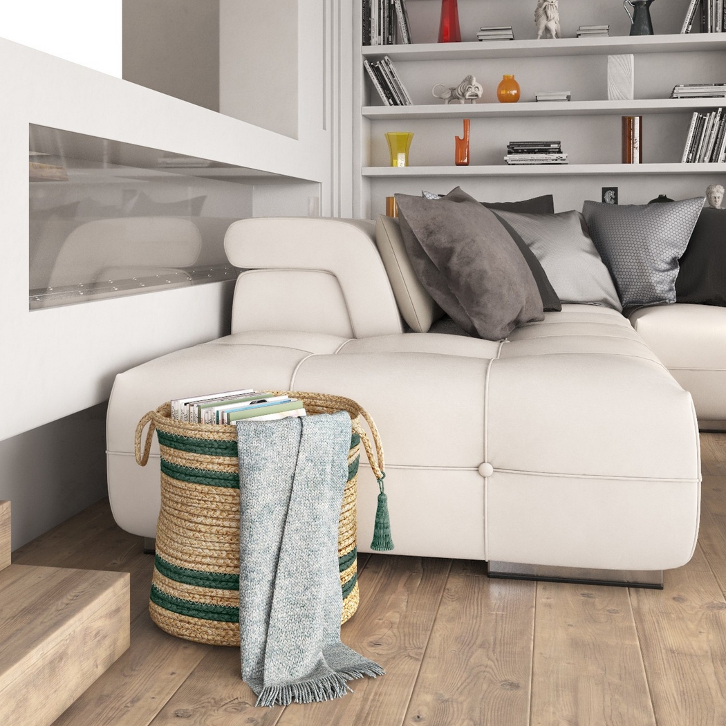 Omylia Tan/Green 17 in. Basket - Thumbnail - Image 3