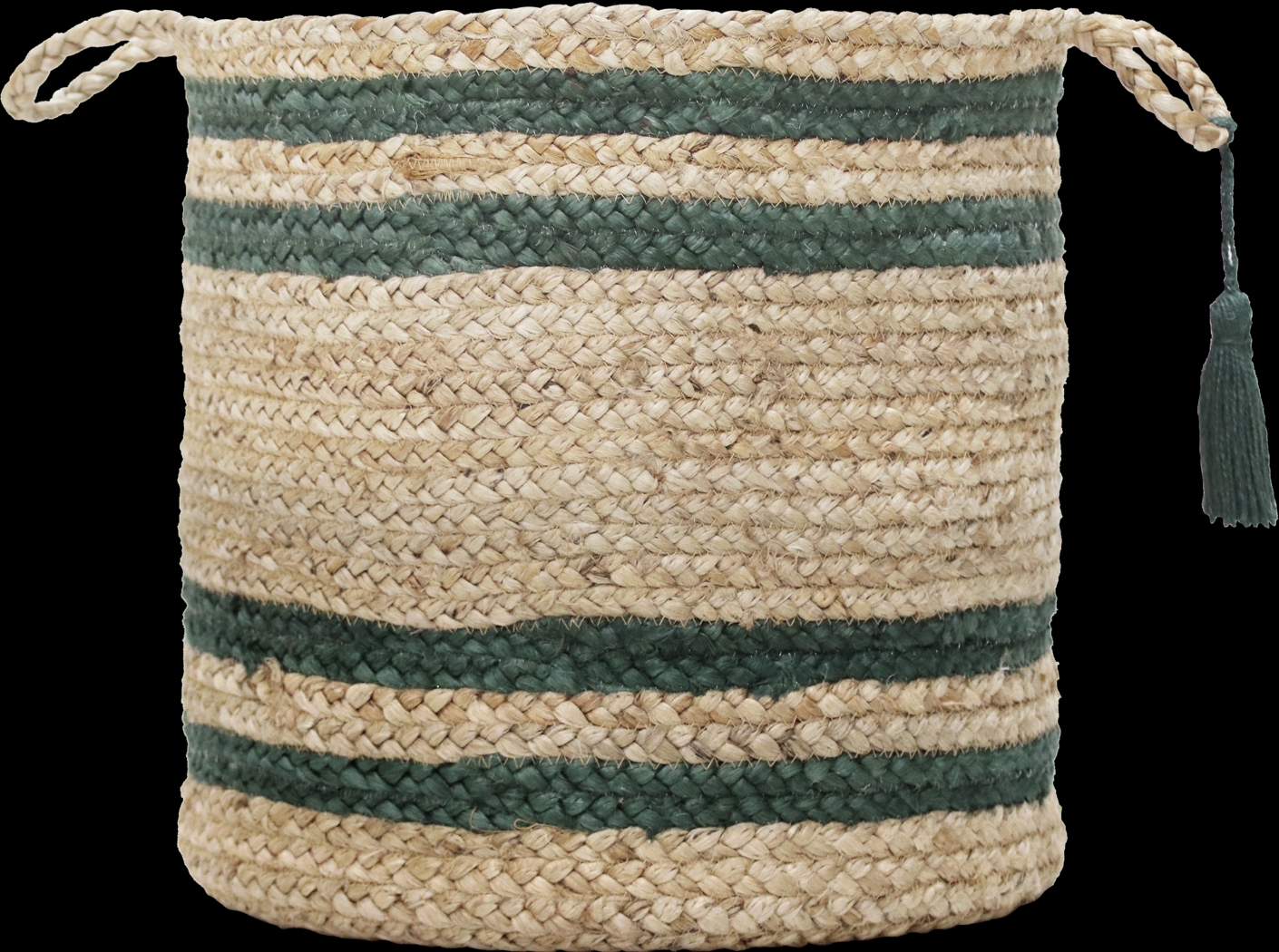 Omylia Tan/Green 17 in. Basket - Thumbnail - Image 1