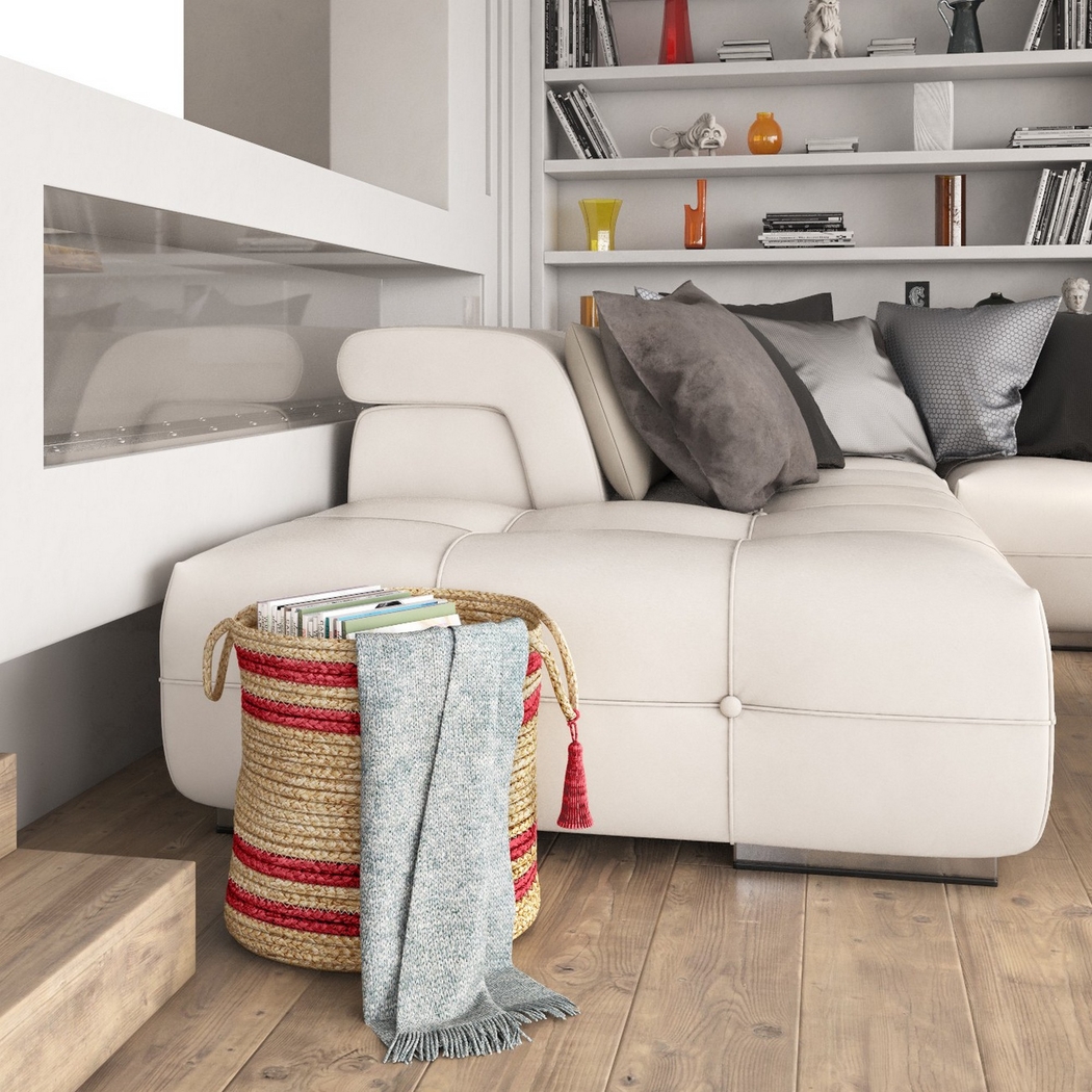 Omylia Tan/Red 17 in. Basket - Thumbnail - Image 3