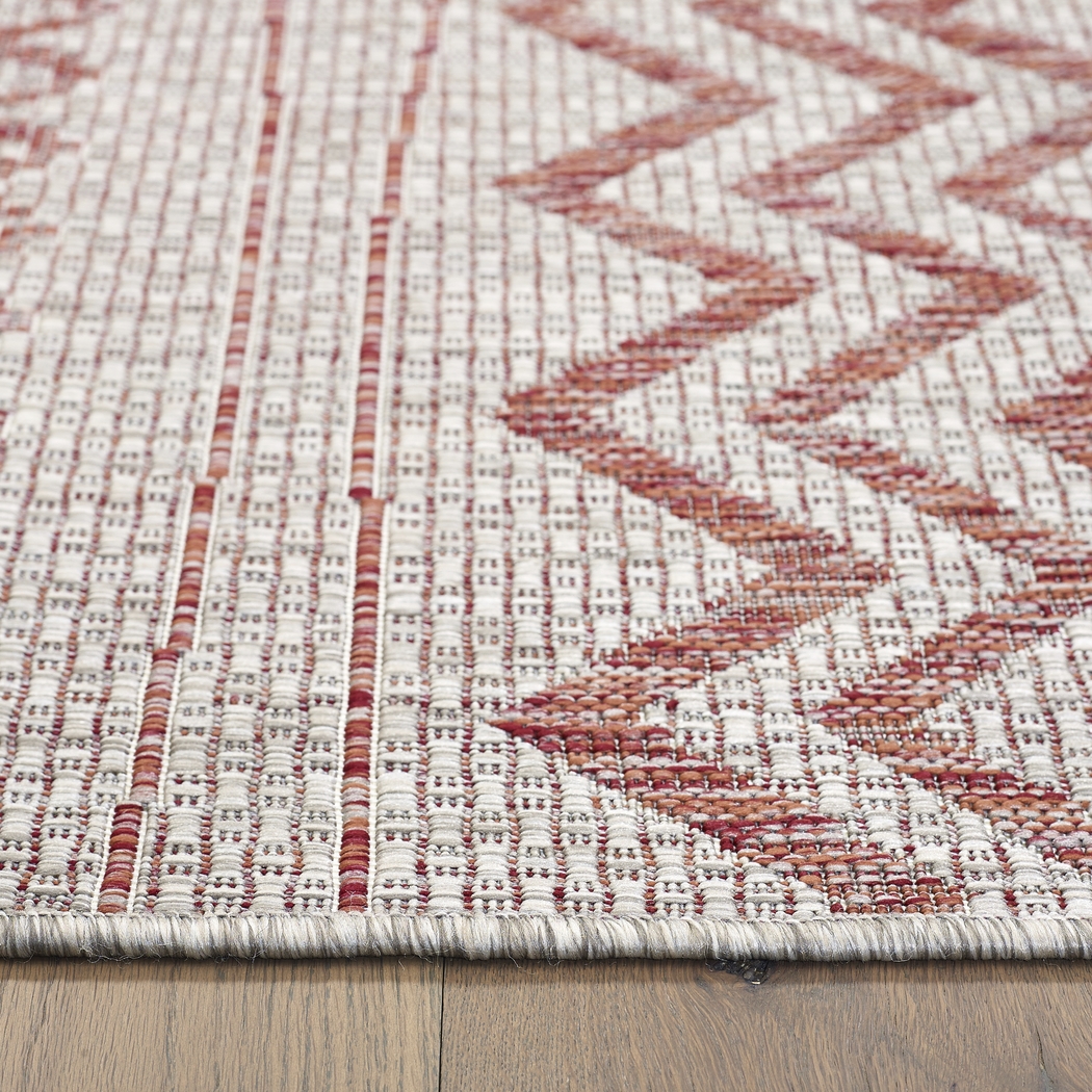 Onomis Beige/Red 5' x 8' Indoor/Outdoor Rug - Thumbnail - Image 3