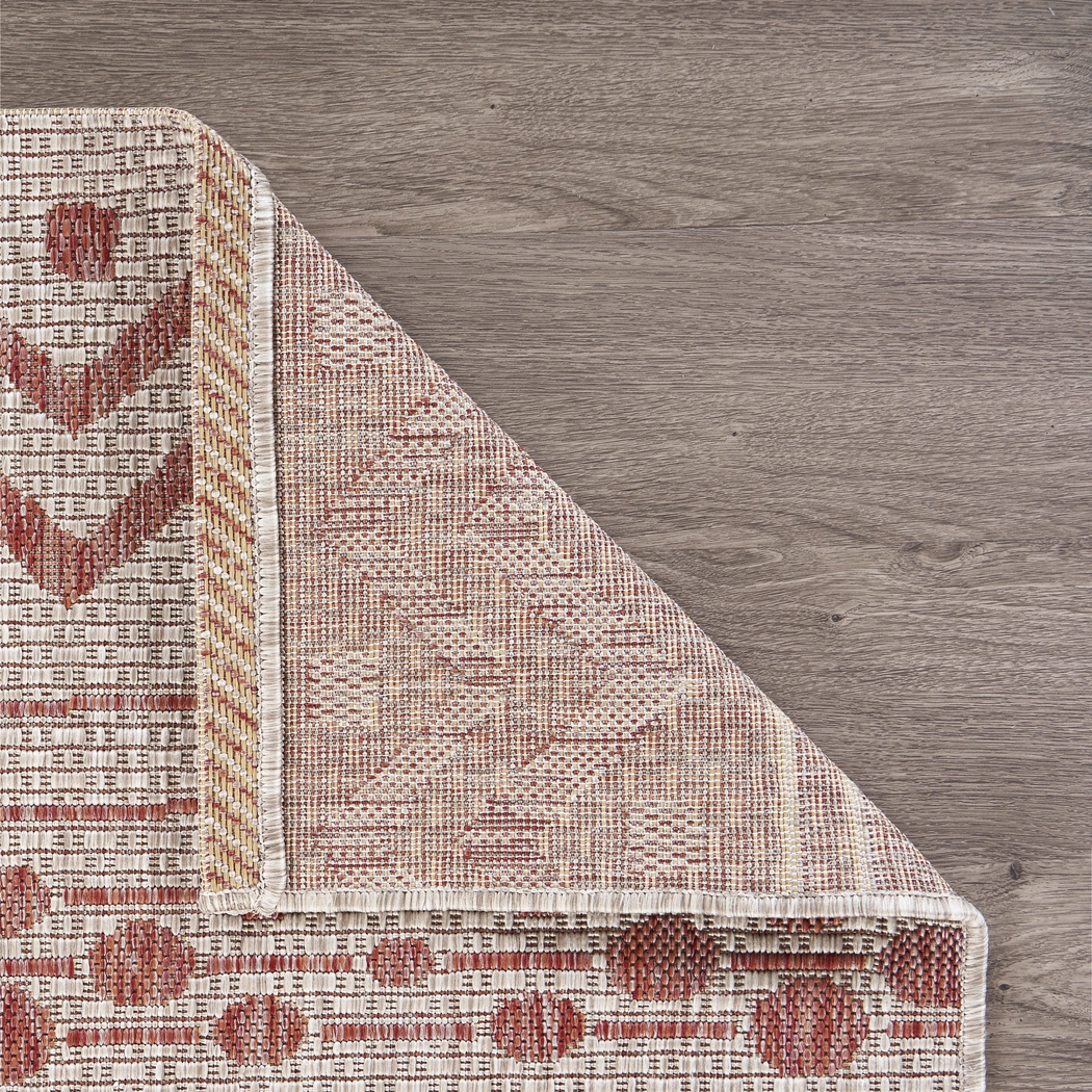 Onomis Beige/Red 7'9 x 9'9 Indoor/Outdoor Rug - Thumbnail - Image 4