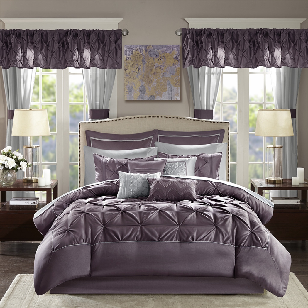 Opelusas Purple 24 Pc King Bedding Set - Thumbnail - Image 1