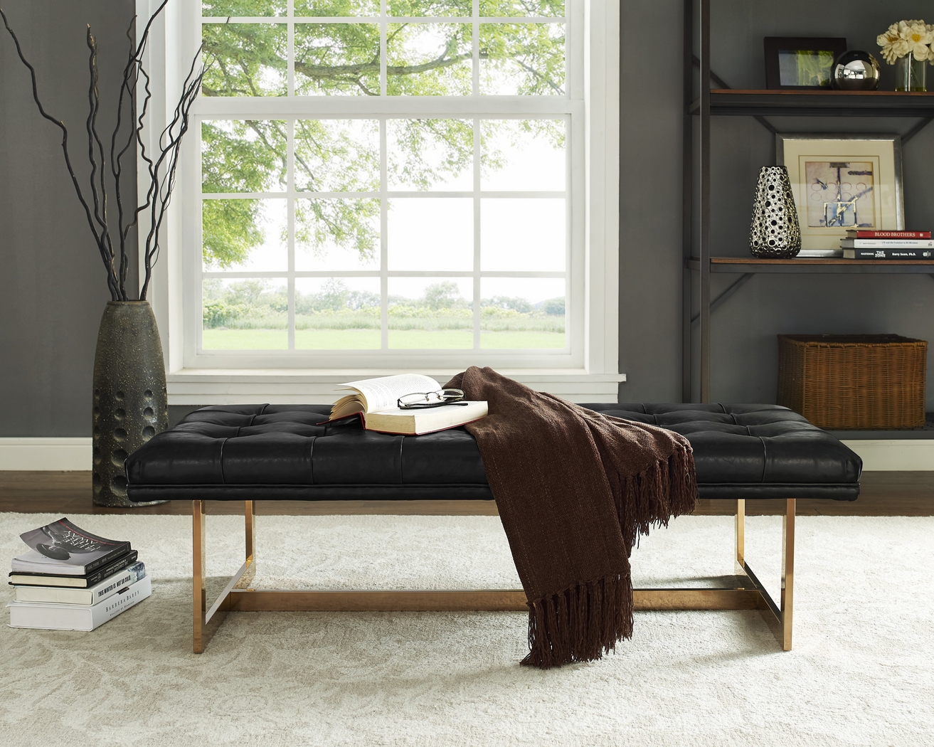 Oppland Black Accent Bench - Thumbnail - Image 6