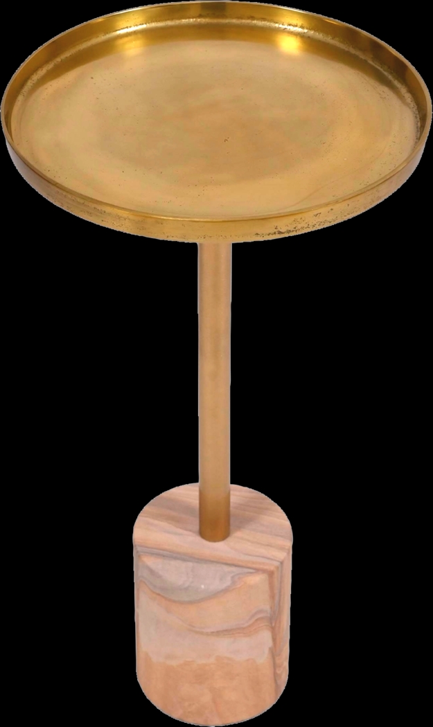 Orelia Gold Accent Table with Sand Marble Base - Thumbnail - Image 3