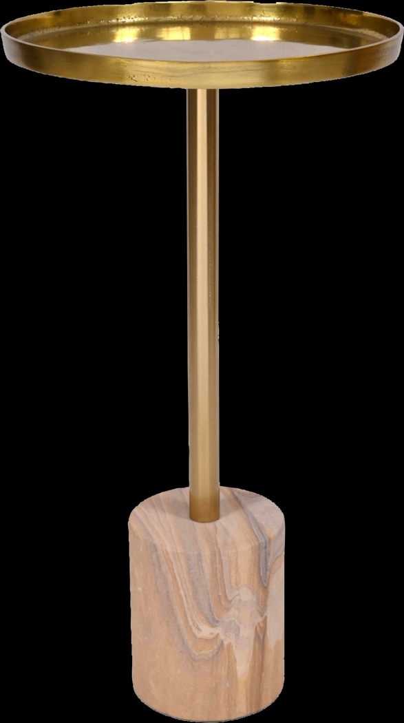 Orelia Gold Accent Table with Sand Marble Base - Thumbnail - Image 1