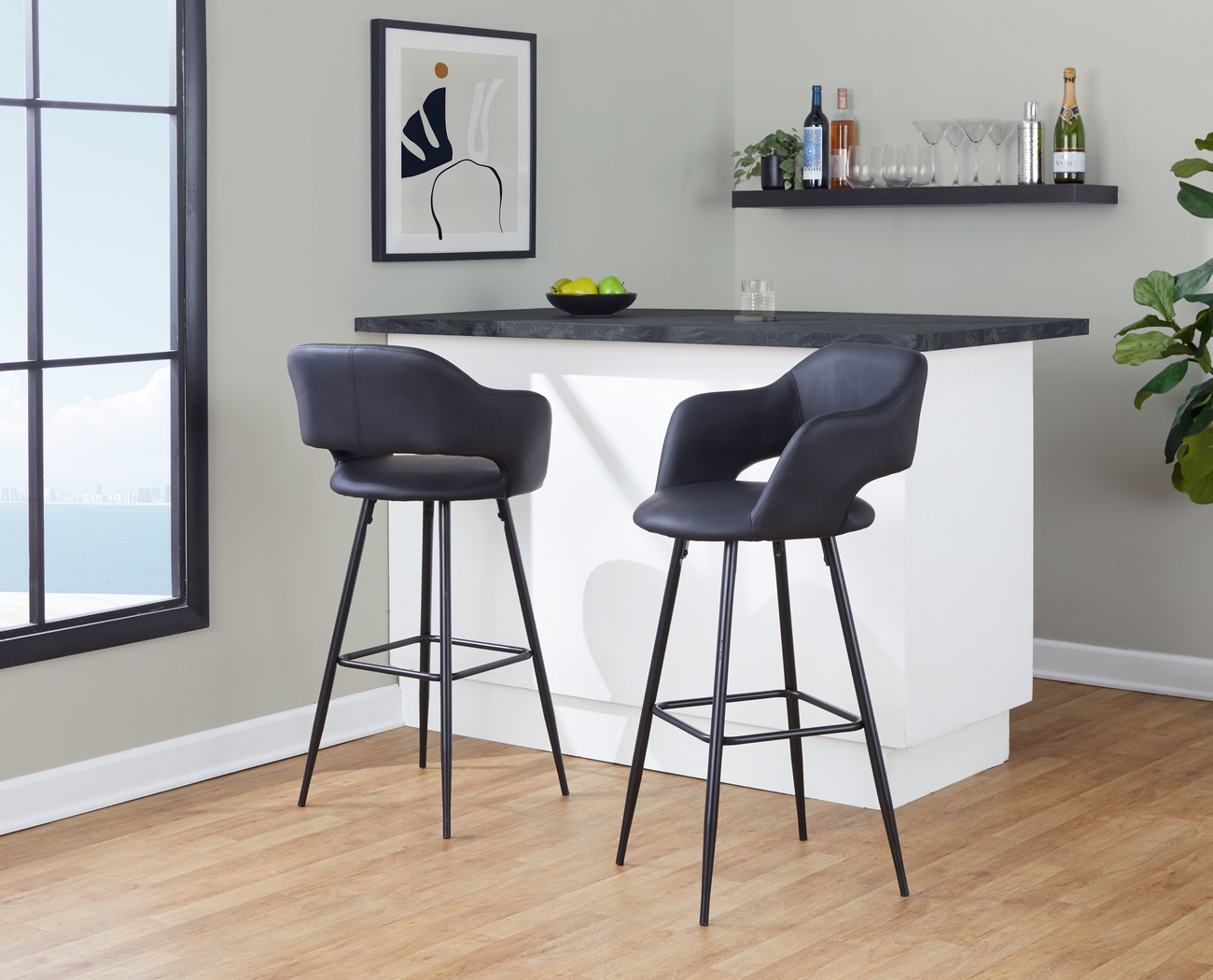 Orkhid Black Barstool, Set of 2 - Thumbnail - Image 2