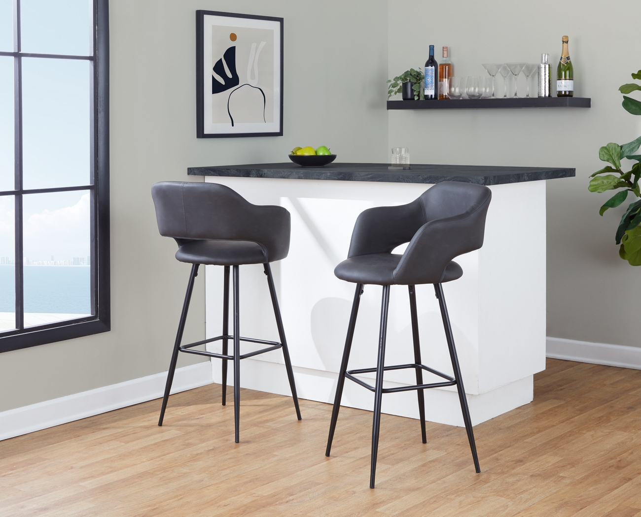 Orkhid Gray Barstool, Set of 2 - Thumbnail - Image 2