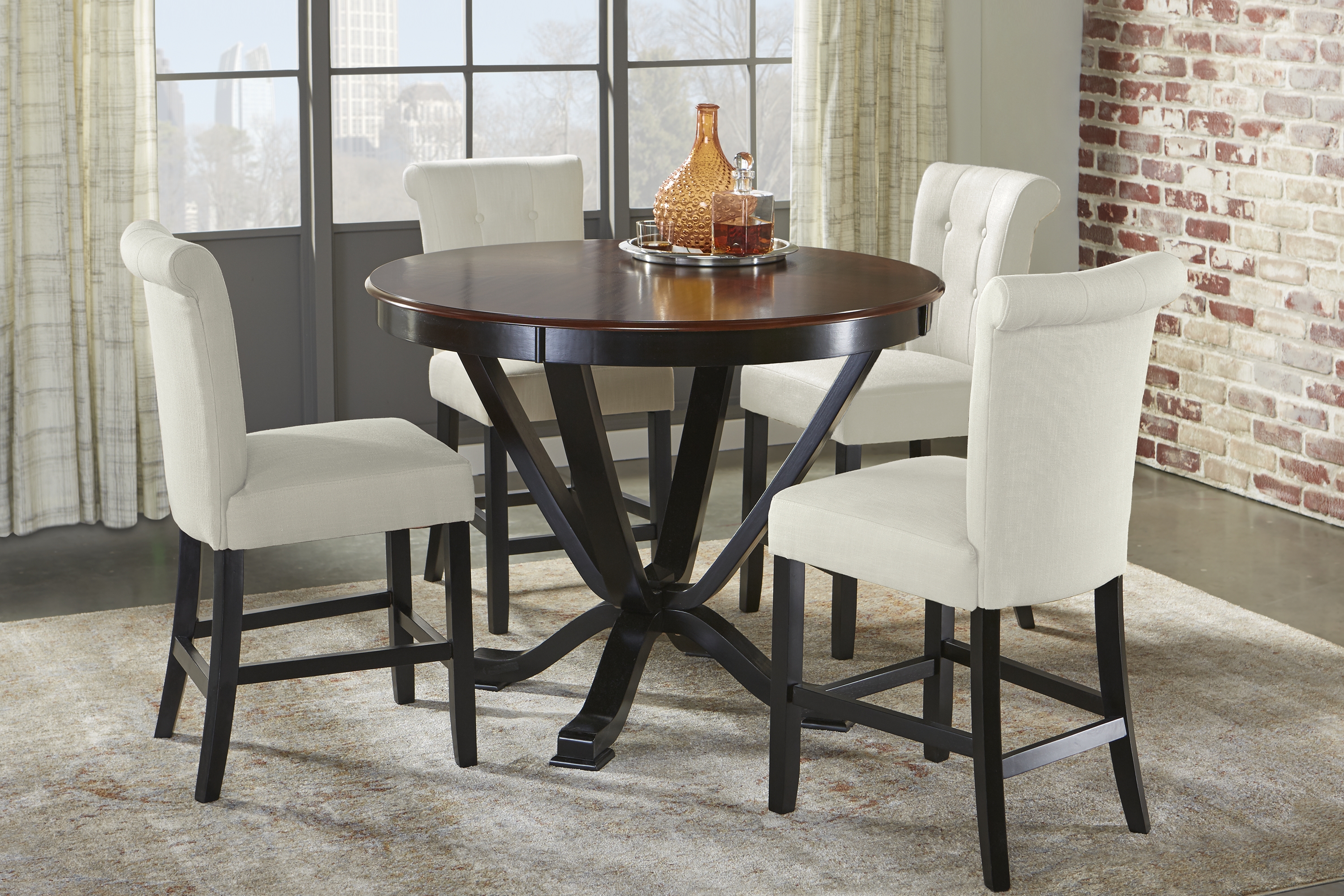 Orland Park Black 5 Pc Counter Height Dining Set with White Stools - Thumbnail - Image 1