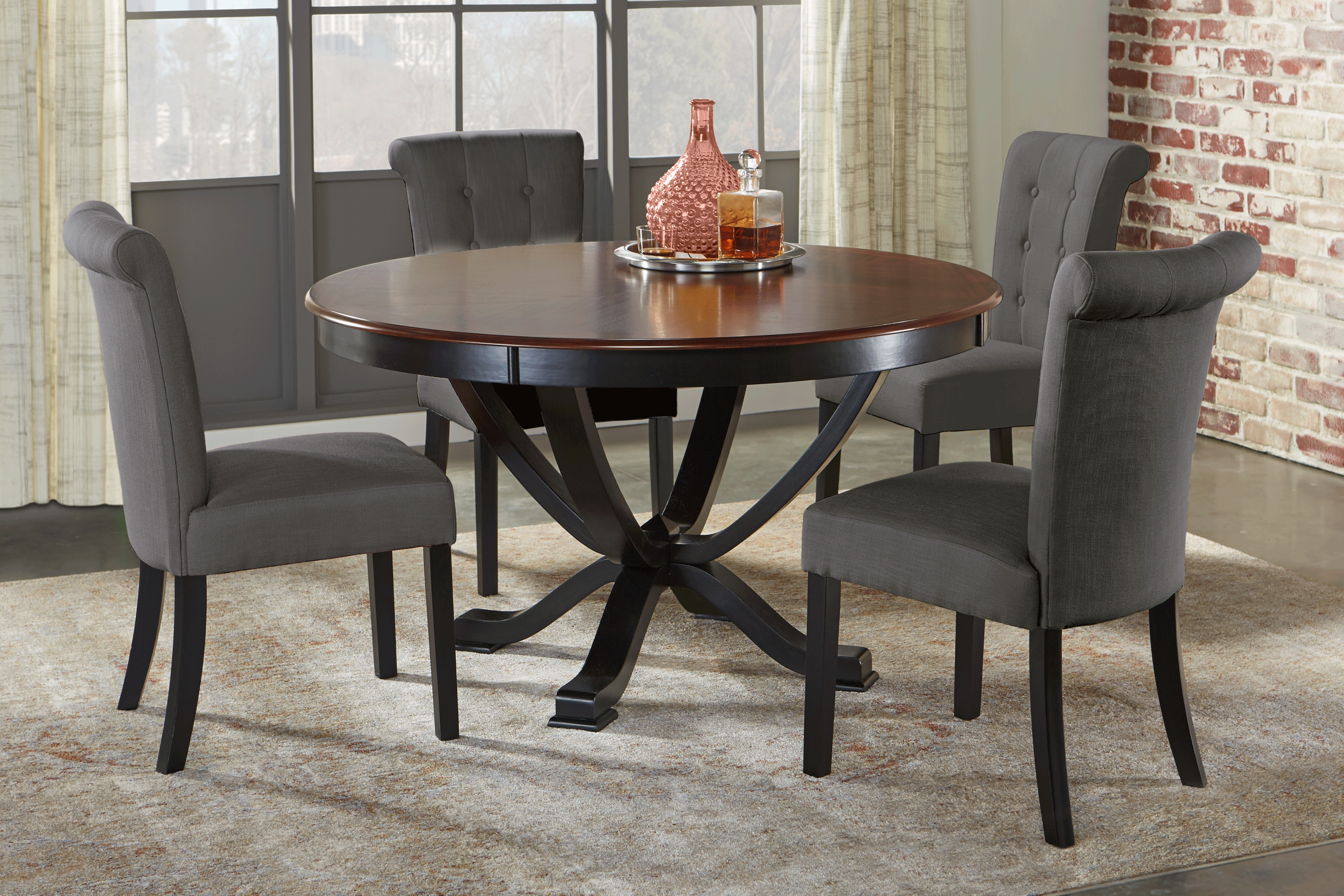 Orland Park Black 5 Pc Dining Set with Gray Chairs - Thumbnail - Image 1