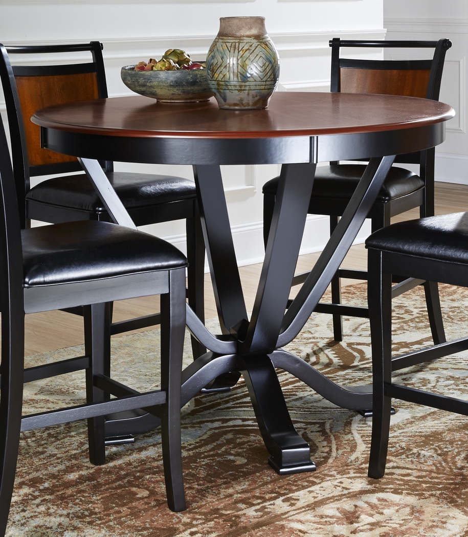 Orland Park Black 5 Pc Counter Height Dining Set with Orange Stools - Thumbnail - Image 3